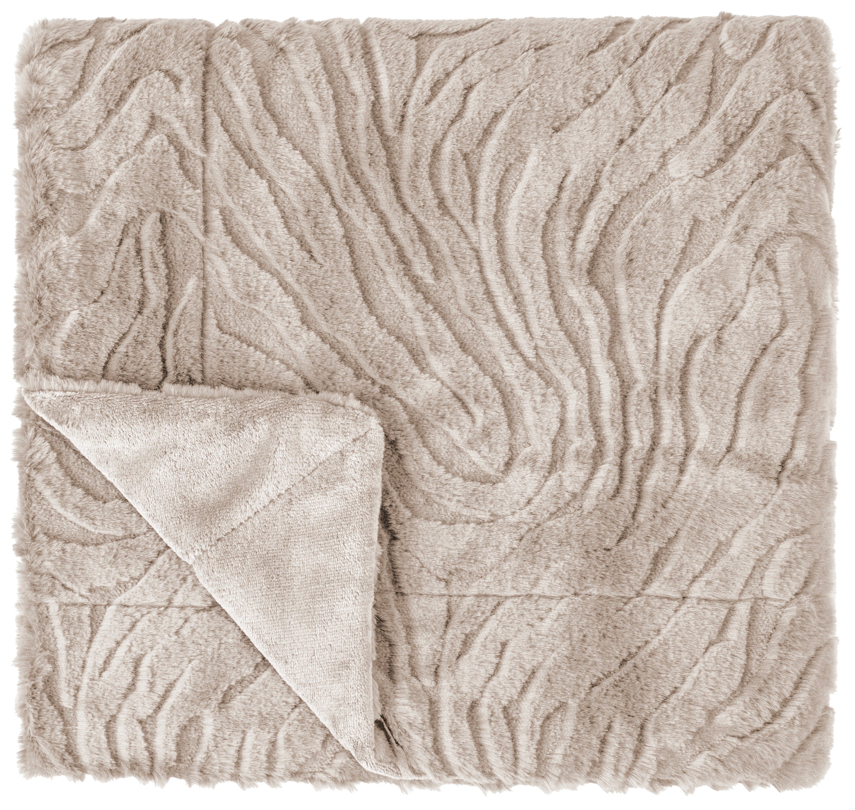 PM FAUX FUR THROW TAUPE  130 X 170