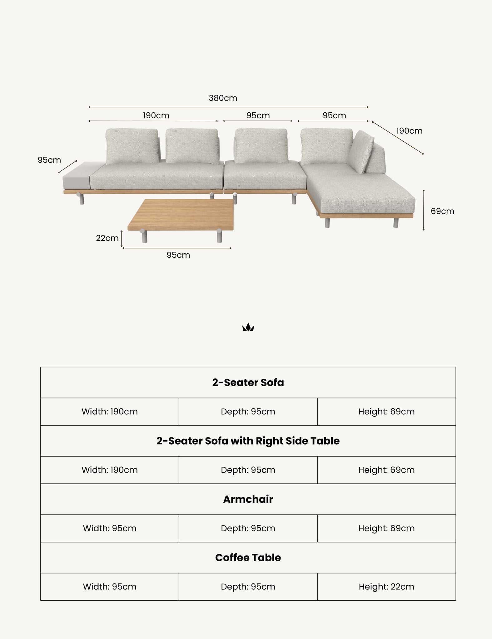 Tilt Modular Lounging Sofa Set with Coffee Table