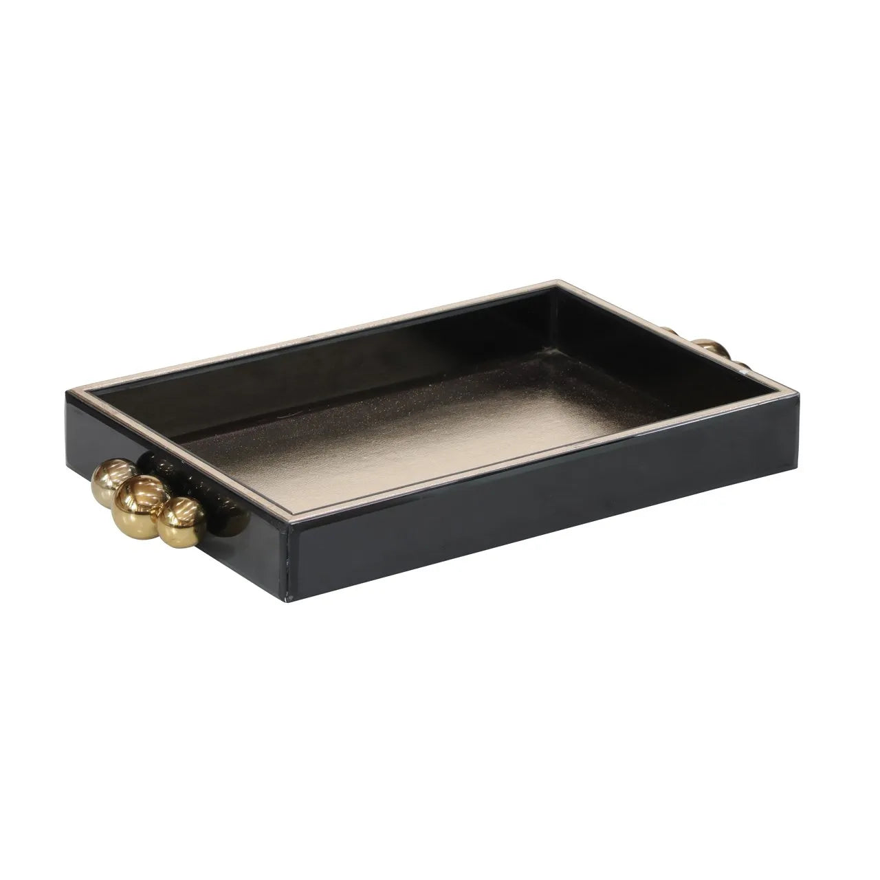 Richmond Interiors Rowen Black & Gold Snake Pattern Tray