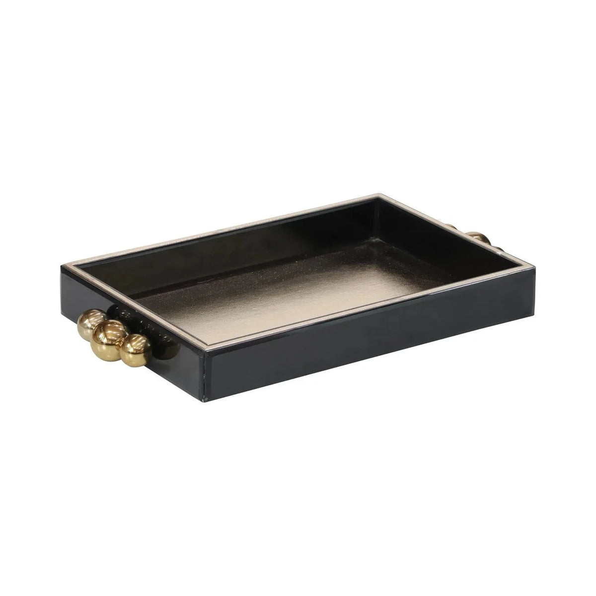 Richmond Interiors Rowen Black & Gold Snake Pattern Tray
