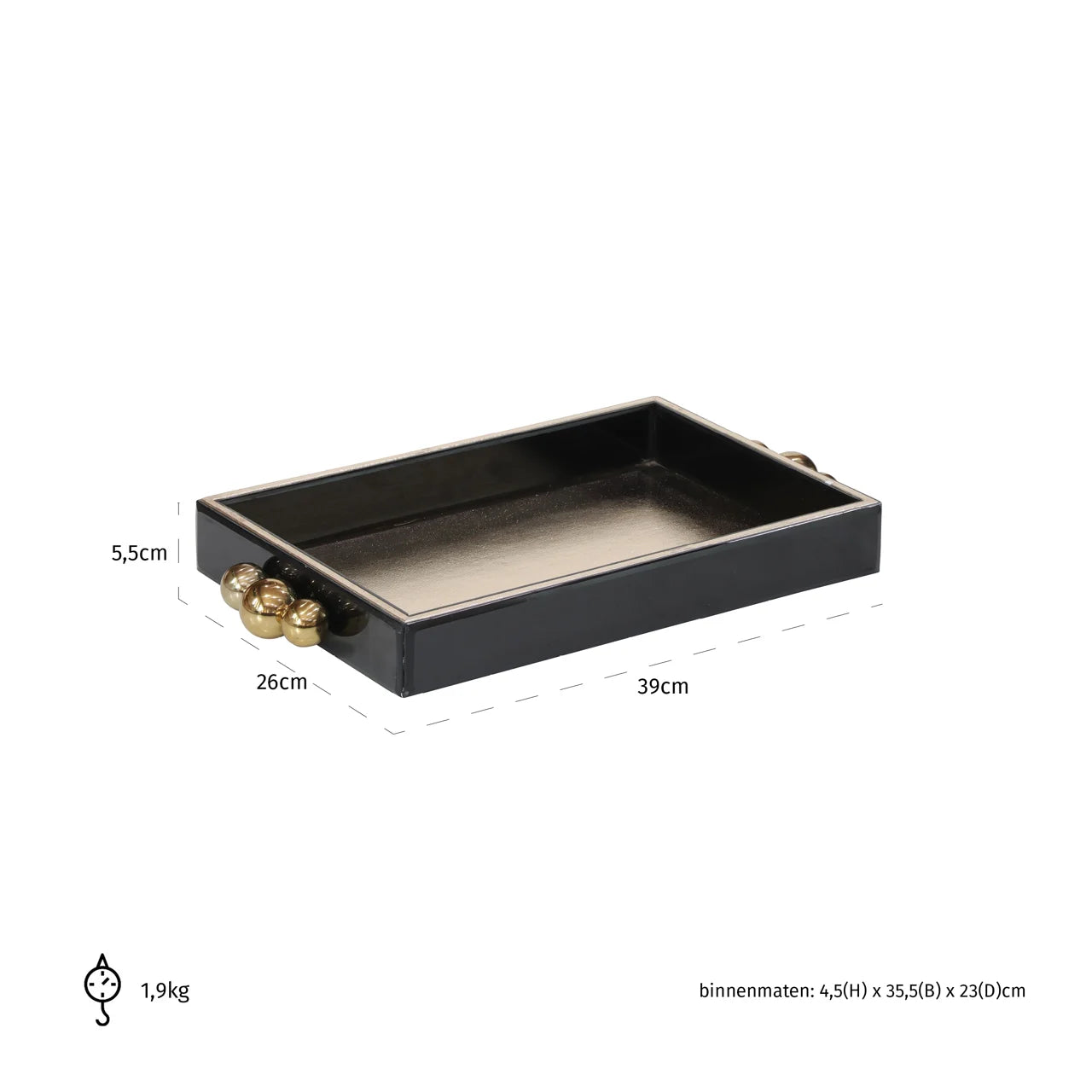 Richmond Interiors Rowen Black & Gold Snake Pattern Tray