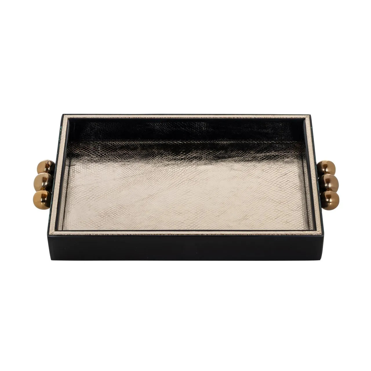 Richmond Interiors Rowen Black & Gold Snake Pattern Tray
