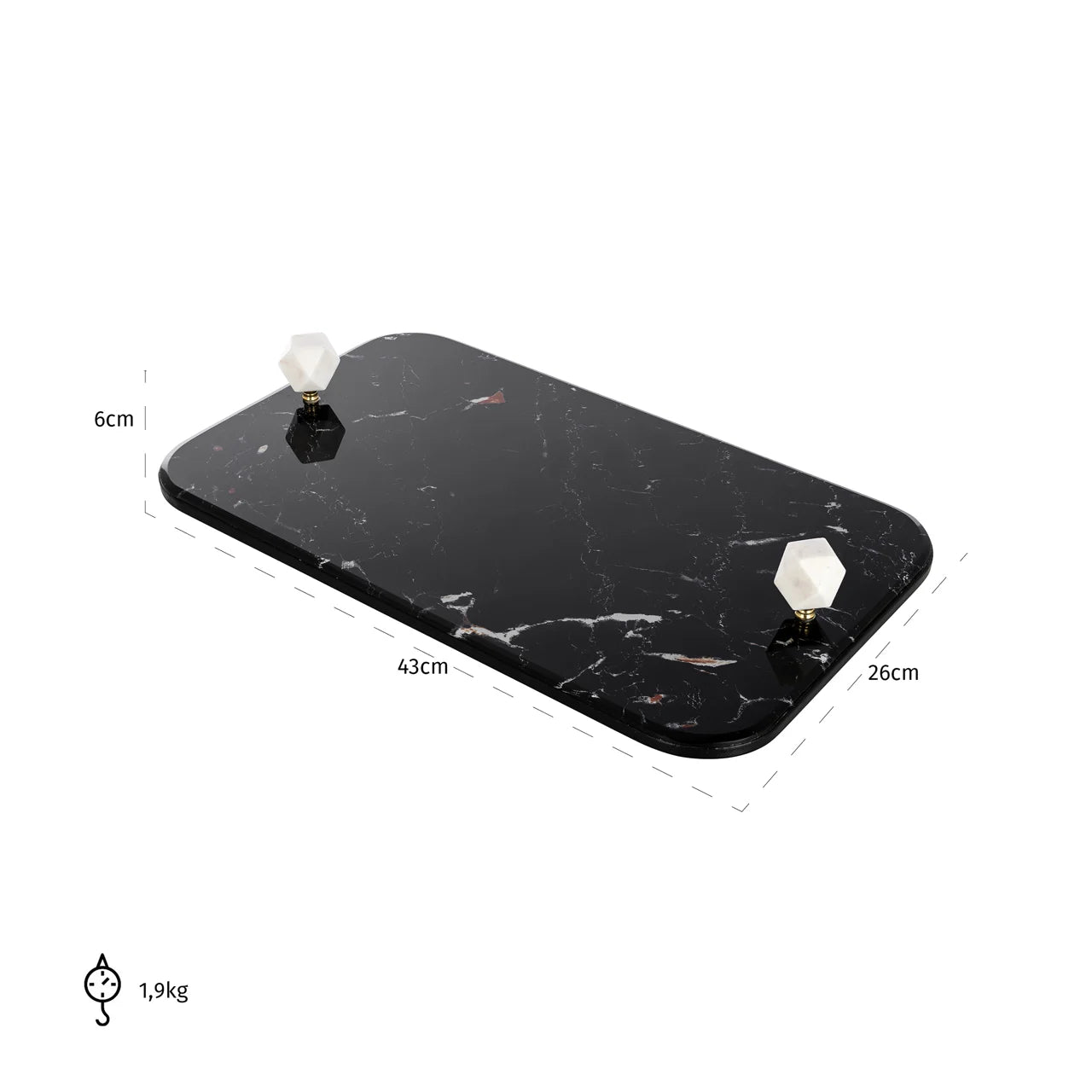Richmond Interiors Yaya Black Marble Tray