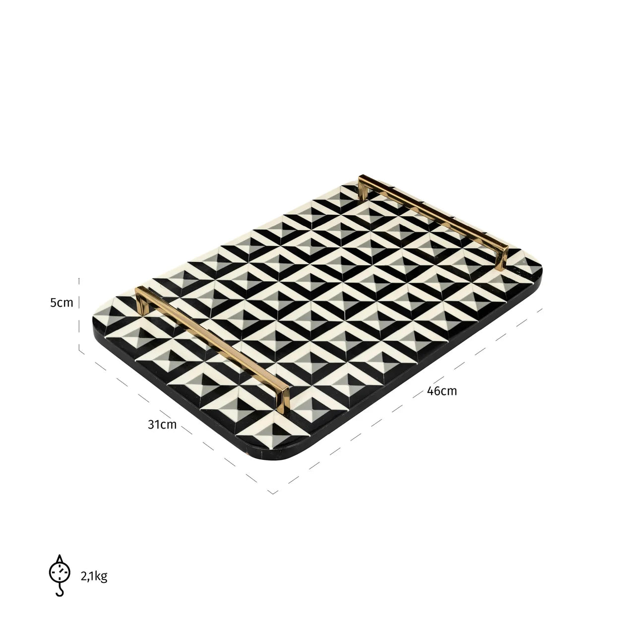 Richmond Interiors Birte Black & White Geometric Tray