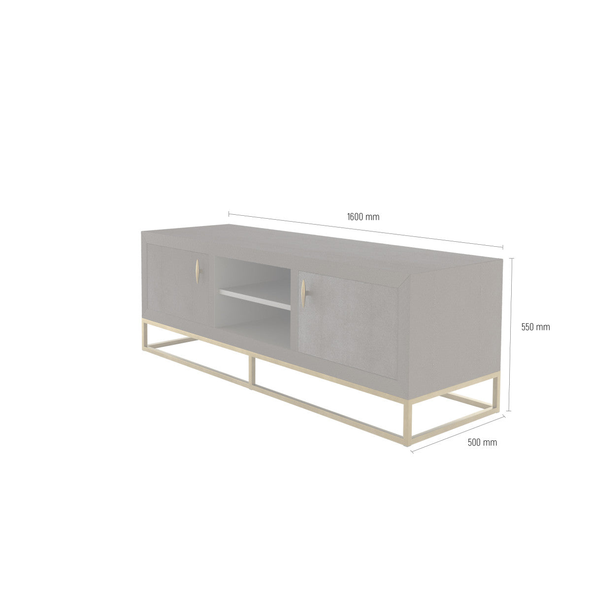 DI Designs Hampton Antique Brass & Brown Faux Shagreen TV Unit