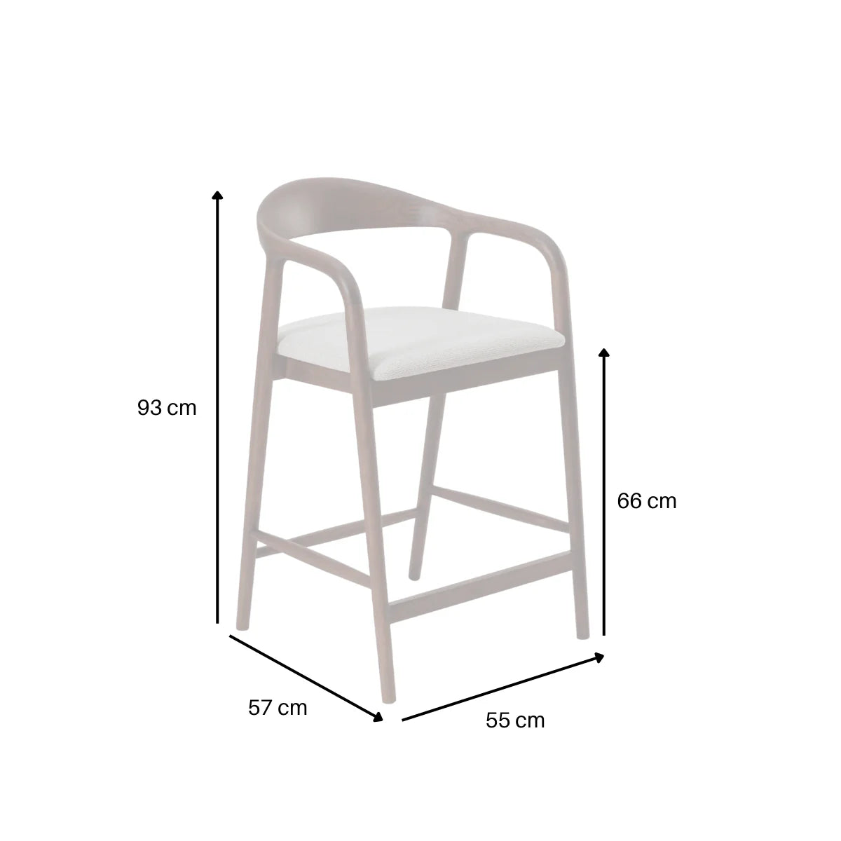 Barton Walnut Brown Wood Barstool - Oatmeal Boucle