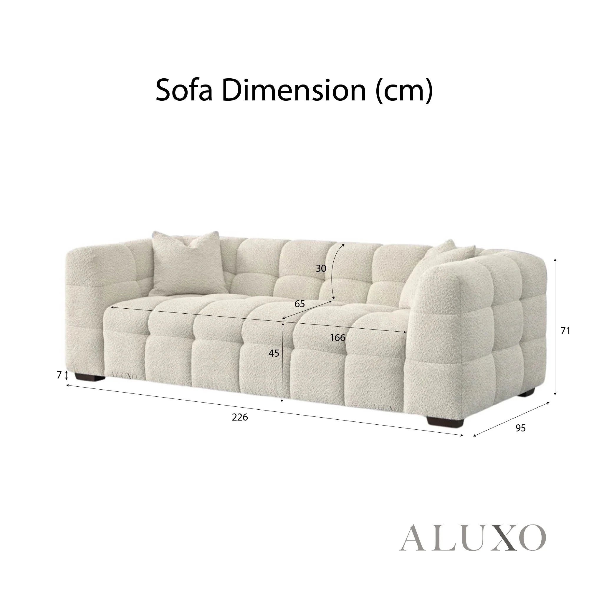 Daito Oatmeal Beige Boucle Sofa | 3 Seater
