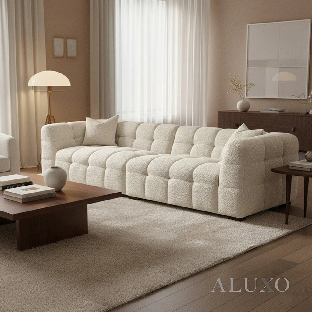 Daito Oatmeal Beige Boucle Sofa | 4 Seater