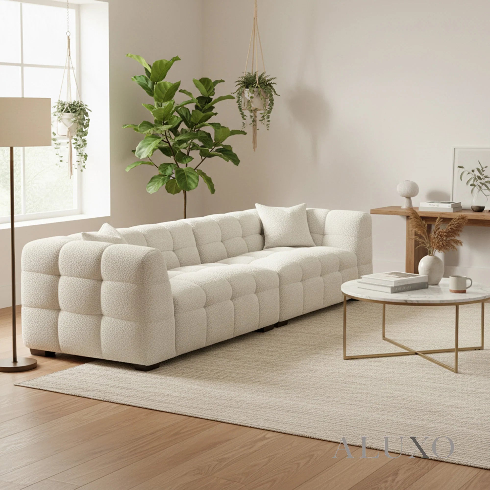 Daito Oatmeal Beige Boucle Sofa | 4 Seater