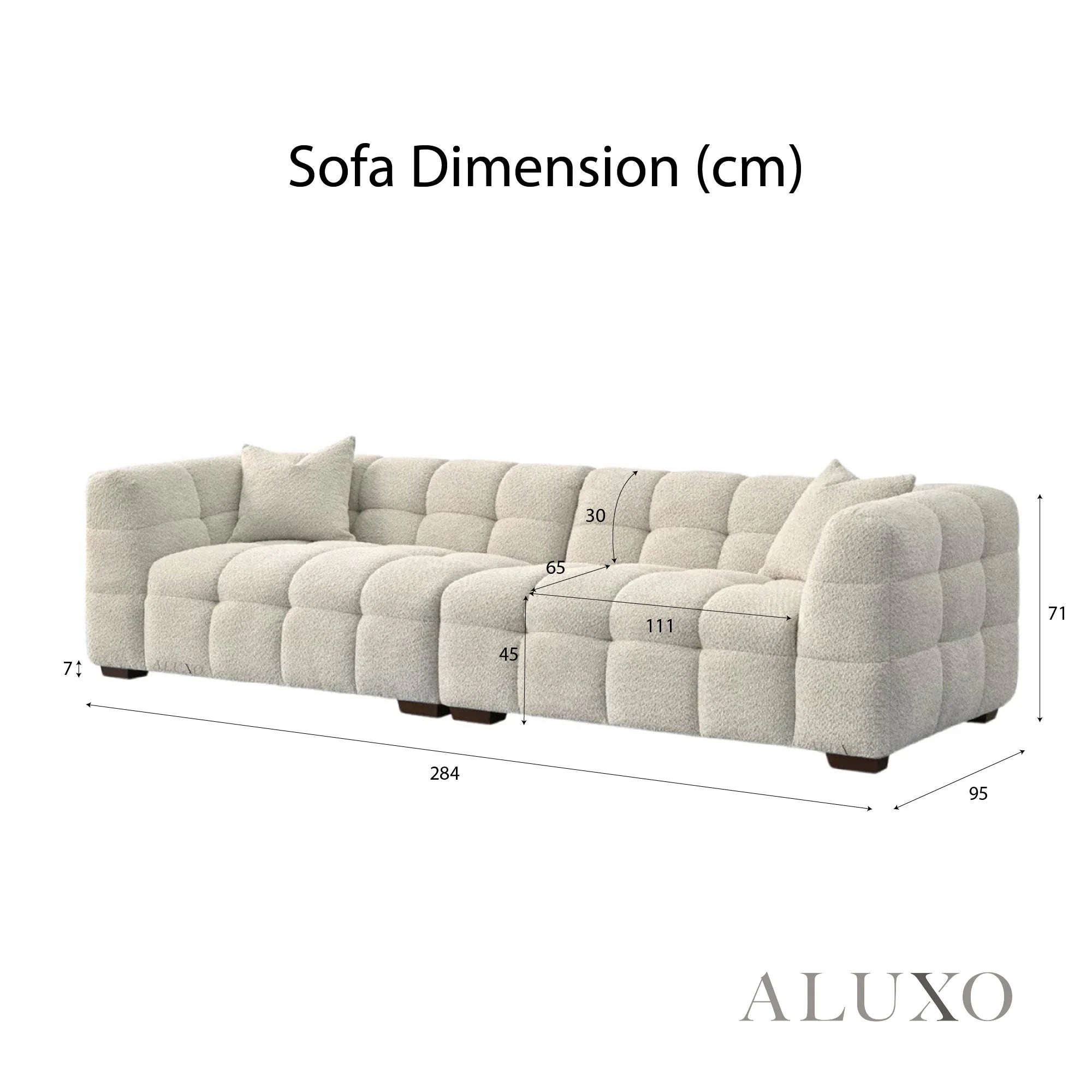 Daito Oatmeal Beige Boucle Sofa | 4 Seater