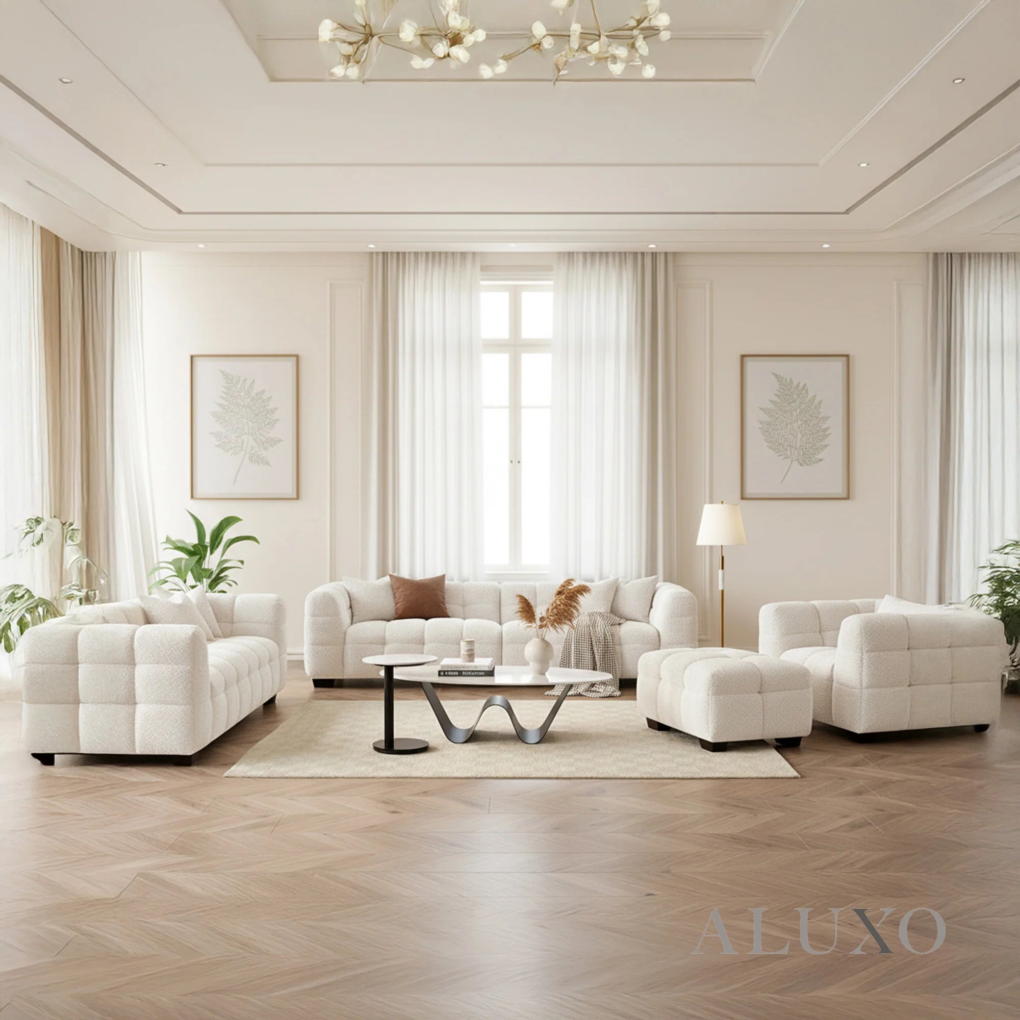 Daito Oatmeal Beige Boucle Sofa | 3 Seater