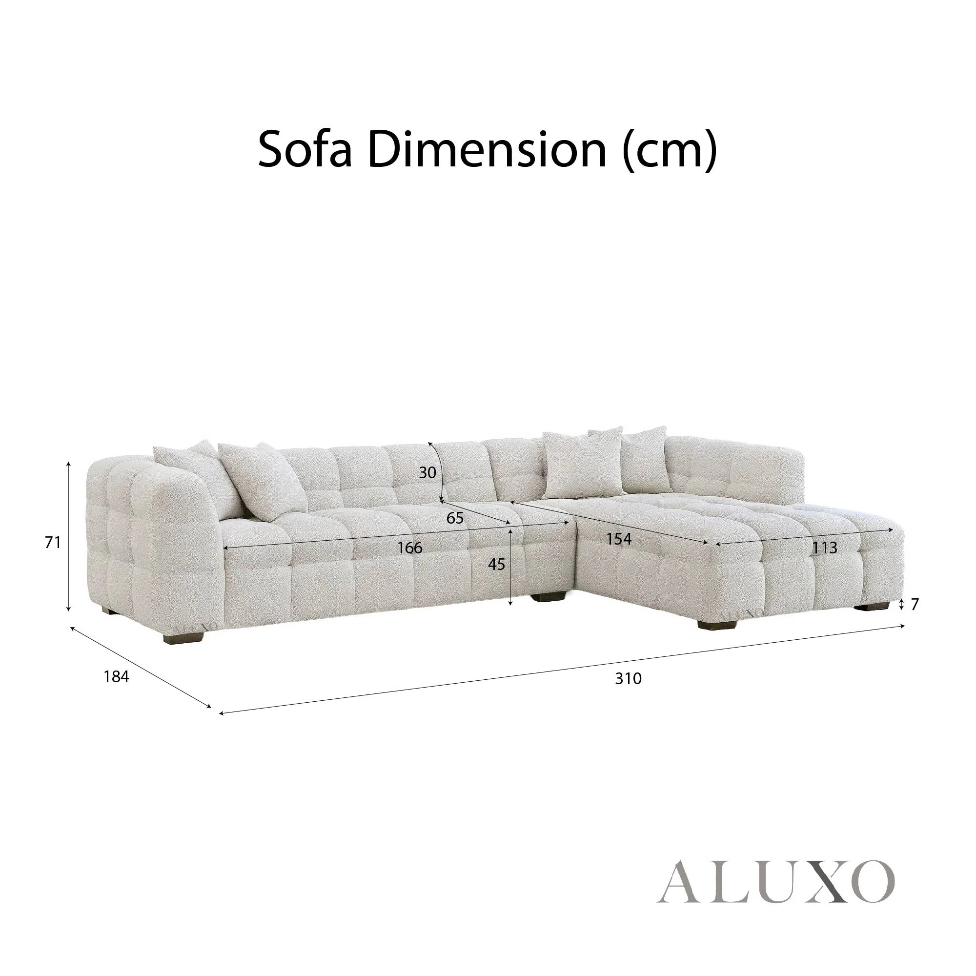 Daito Oatmeal Beige Boucle Bubble Right Hand Corner Sofa | 5 Seater