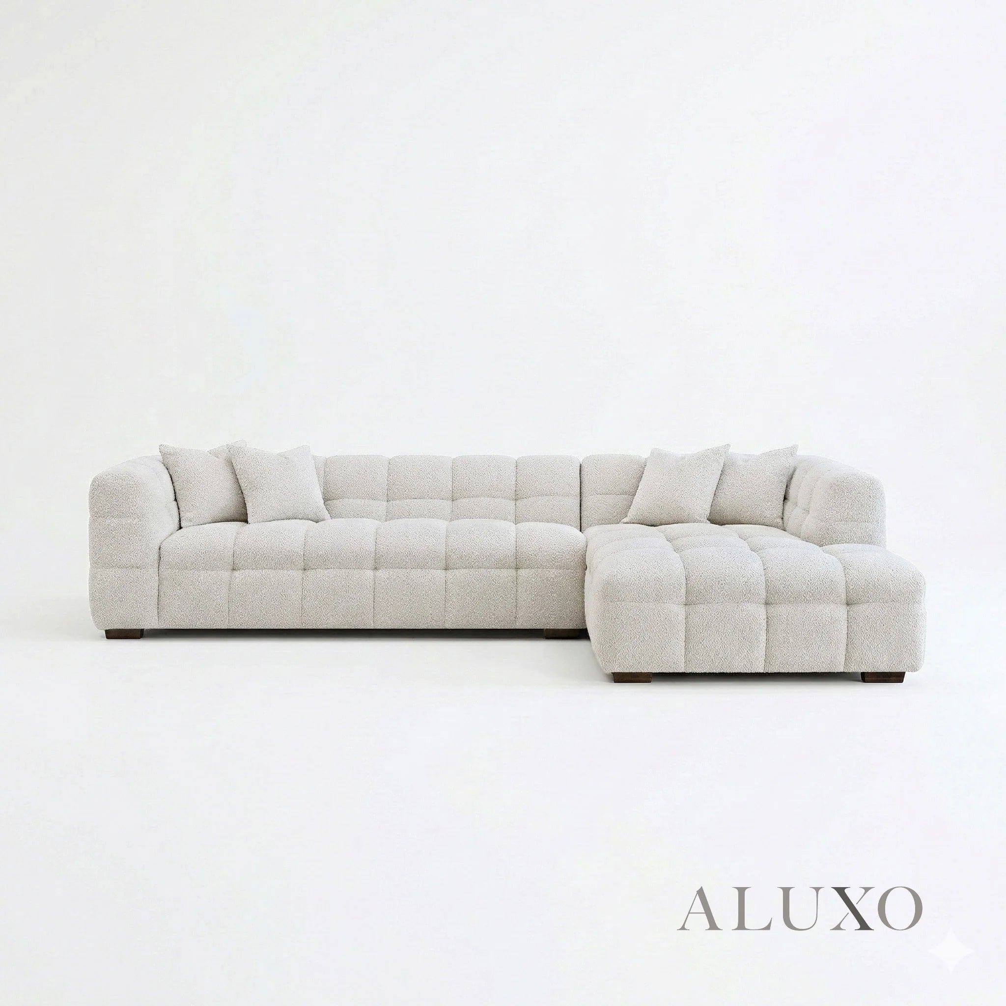Daito Oatmeal Beige Boucle Bubble Right Hand Corner Sofa | 5 Seater
