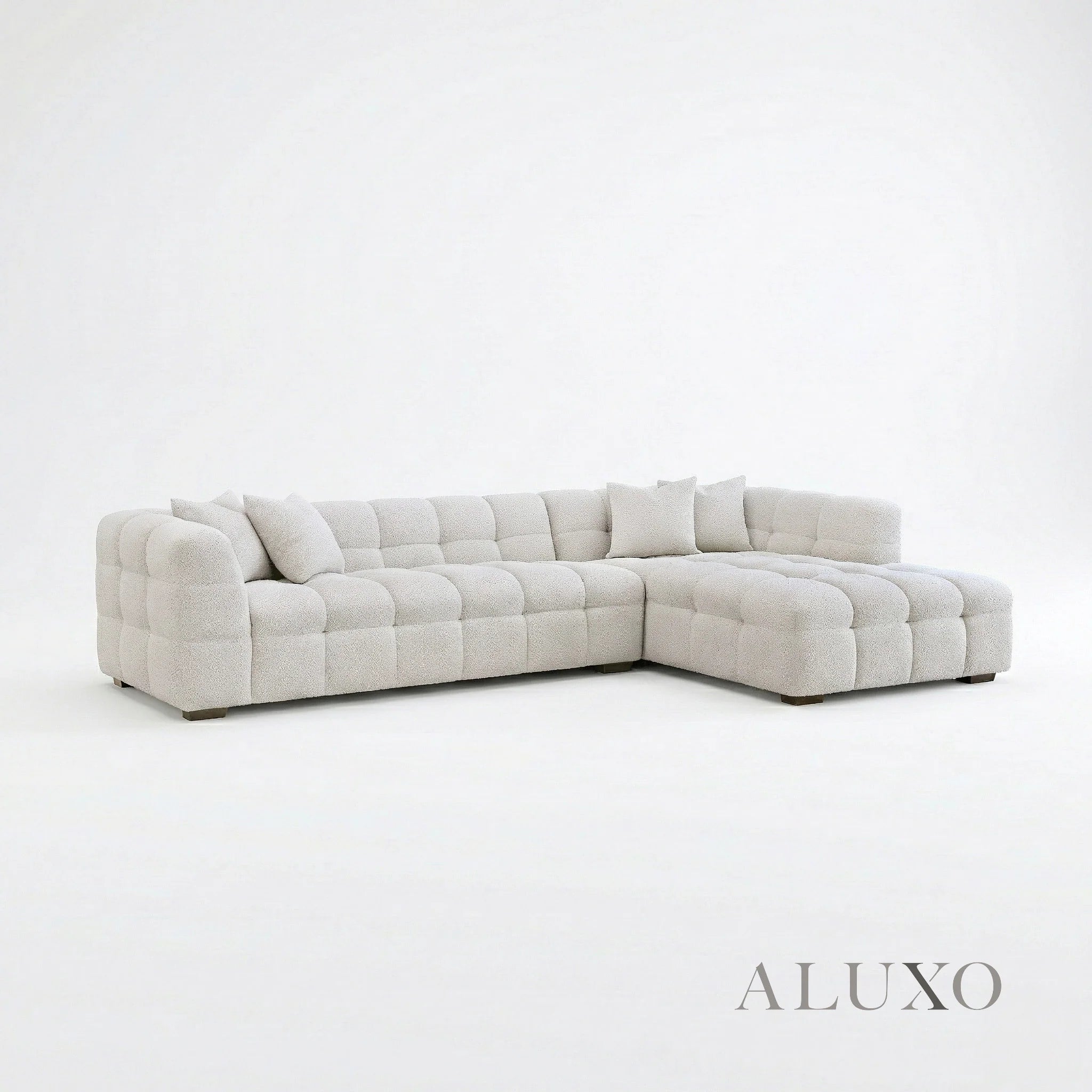 Daito Oatmeal Beige Boucle Bubble Right Hand Corner Sofa | 5 Seater