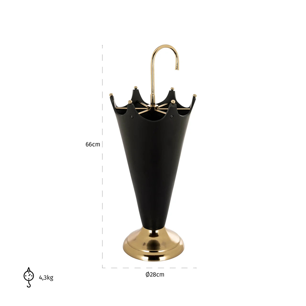 Richmond Interiors Jytte Black & Gold Umbrella Stand