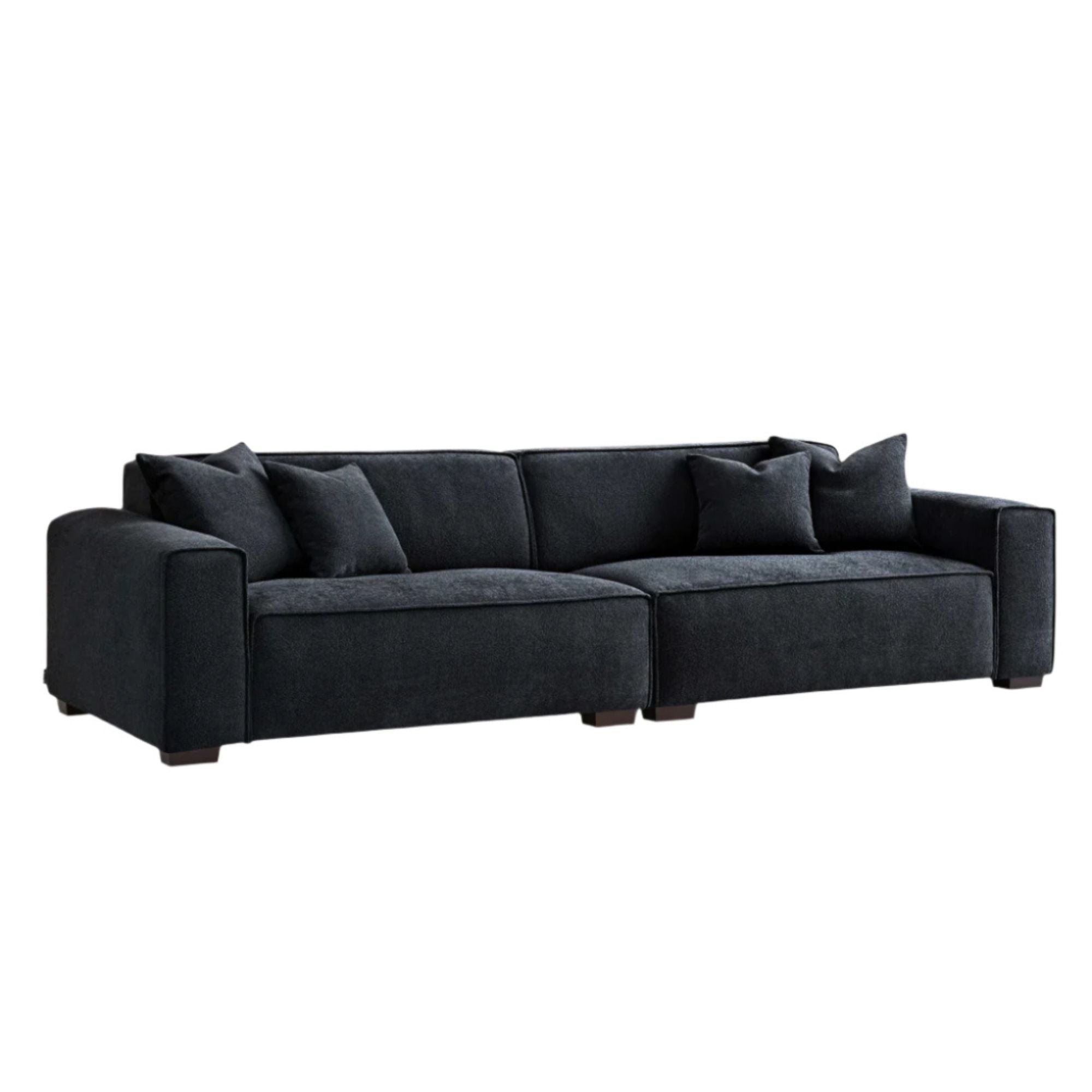 Aluxo Crawford Midnight Black Boucle Sofa with Chaise Footstool | 4 Seater