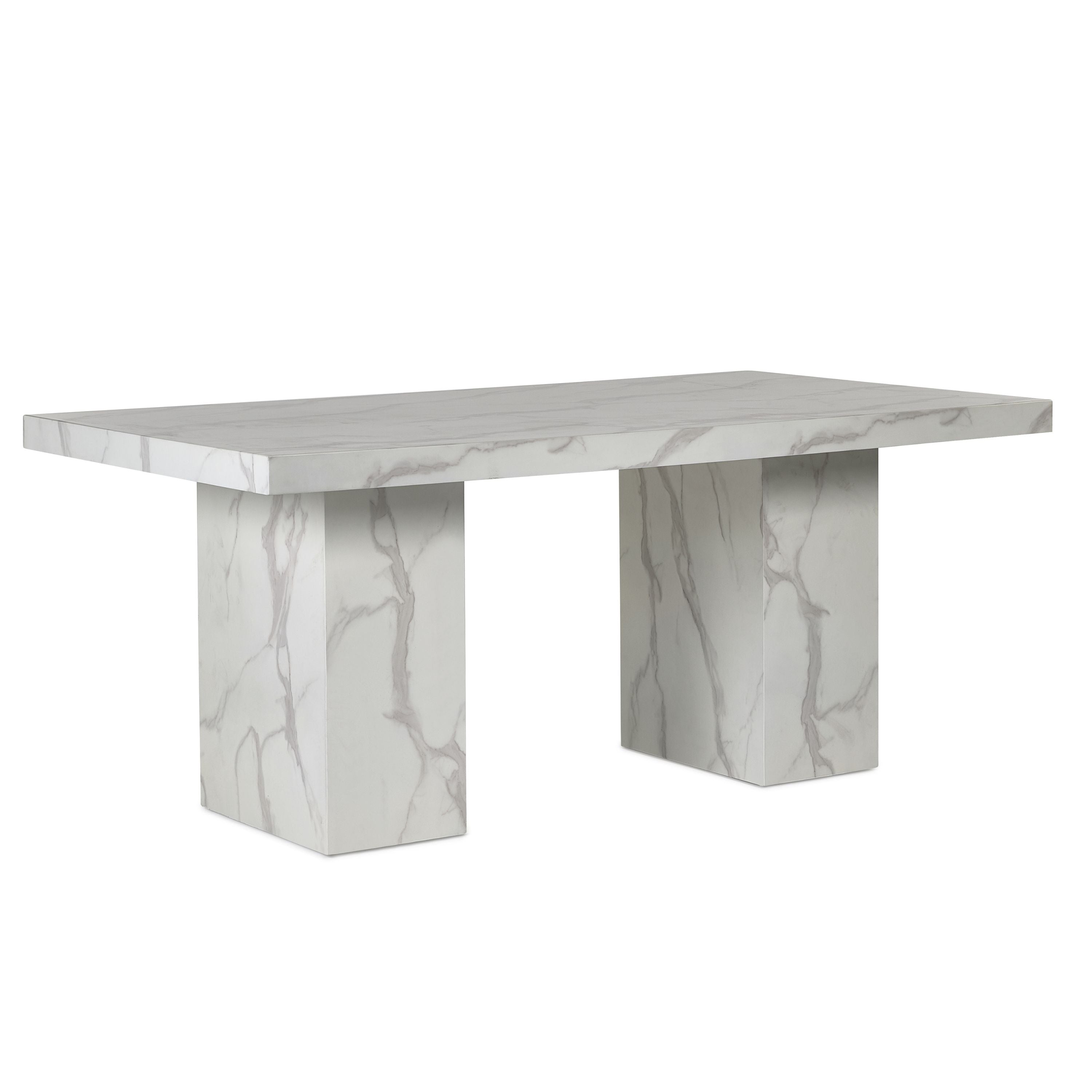 Kiso White Marble Effect Rectangle Dining Table | 6-8 Seater