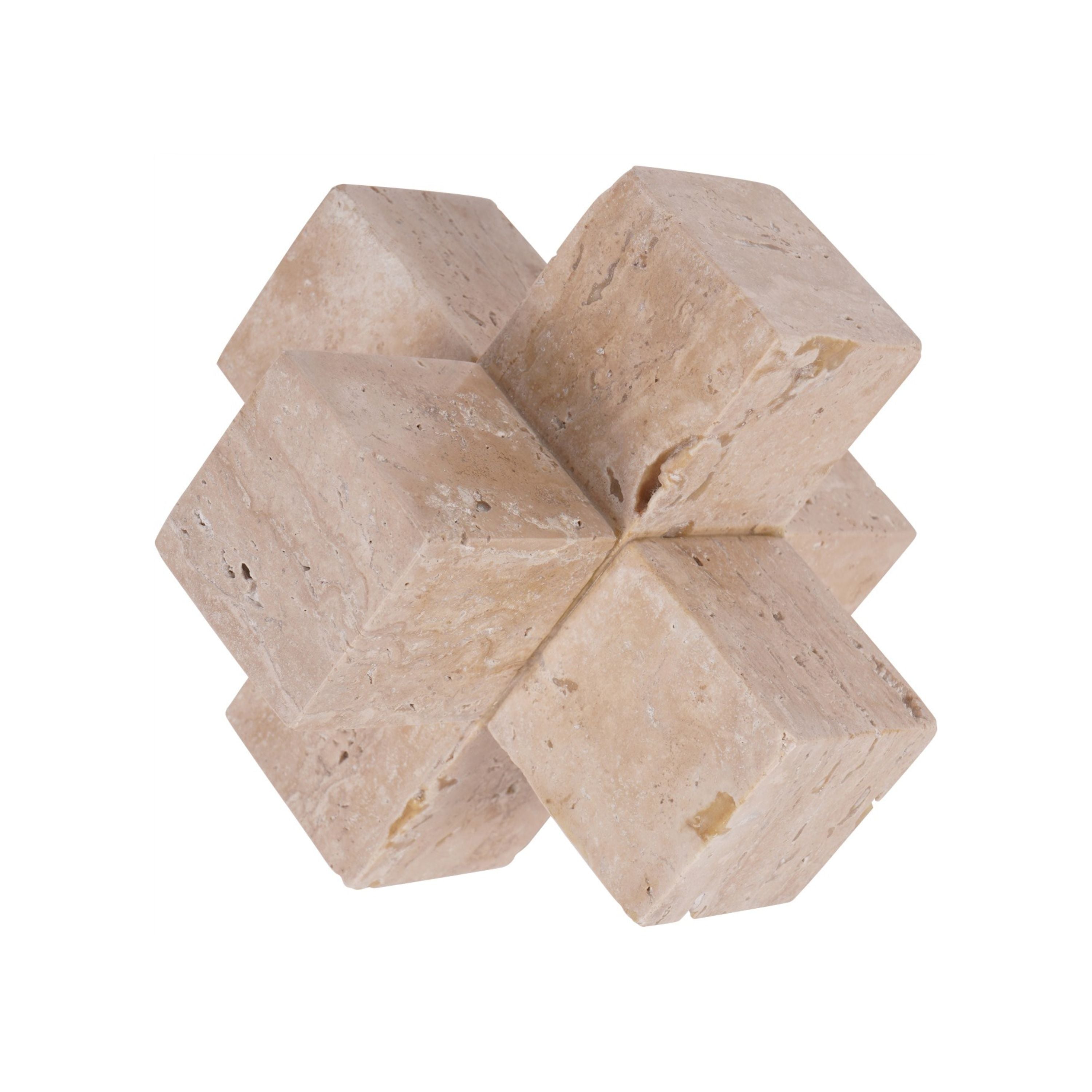 Catania Art Deco Travertine Cross Sculpture