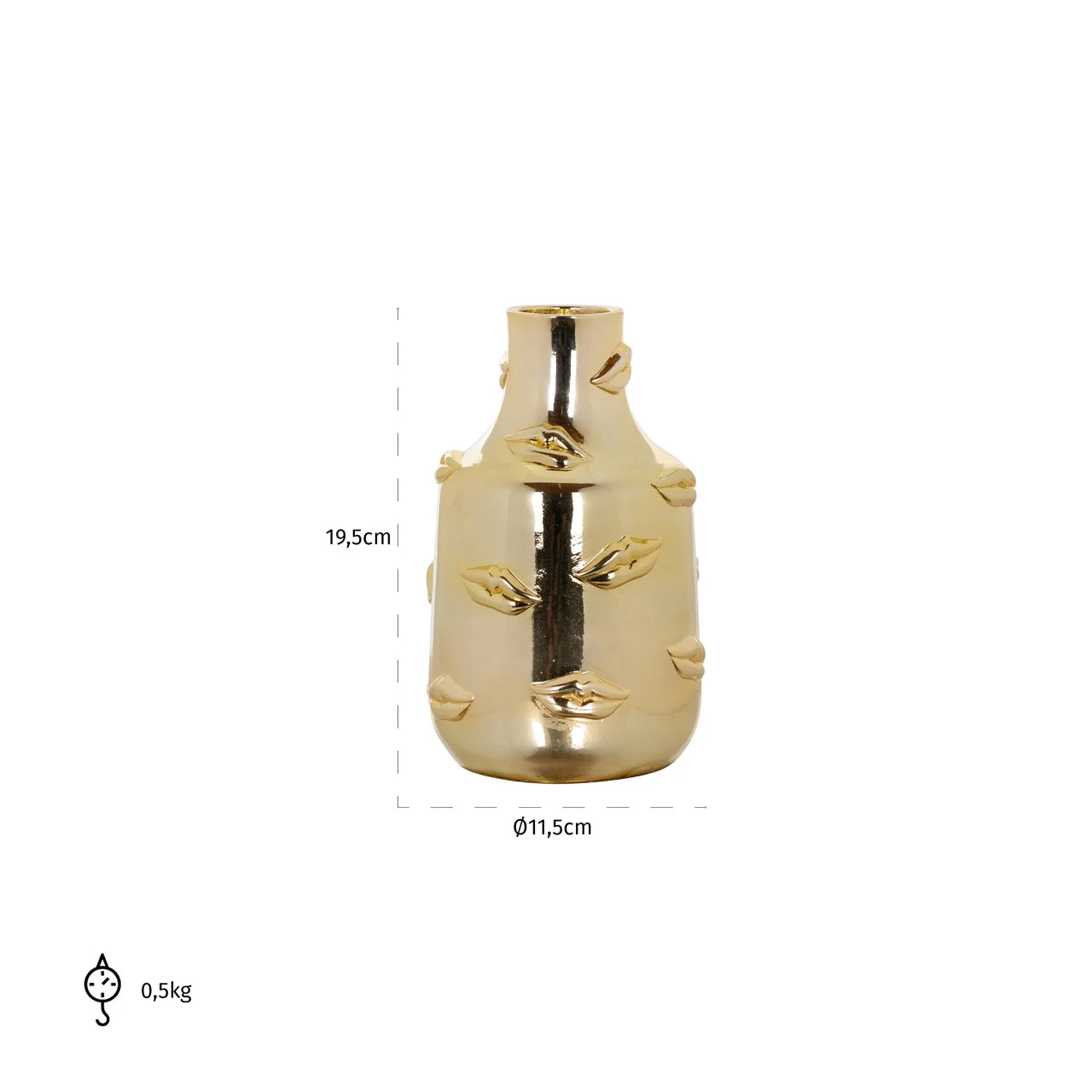 Richmond Interiors Kisses Metallic Gold Vase Small