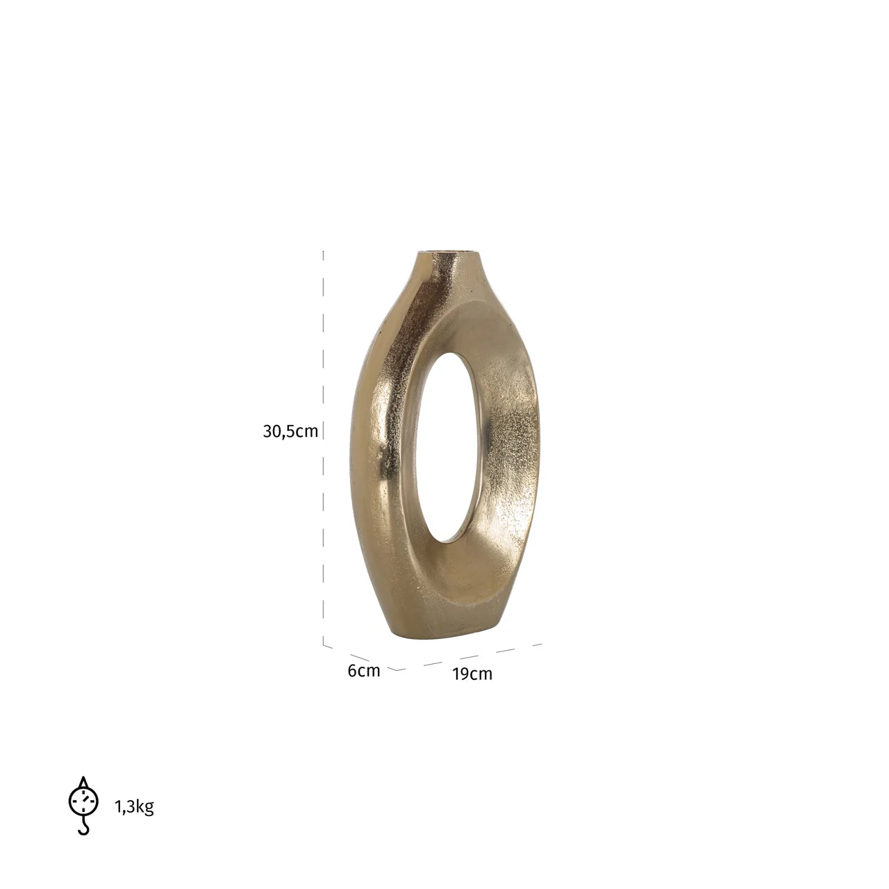 Richmond Interiors Alma Brushed Gold Donut Vase Small