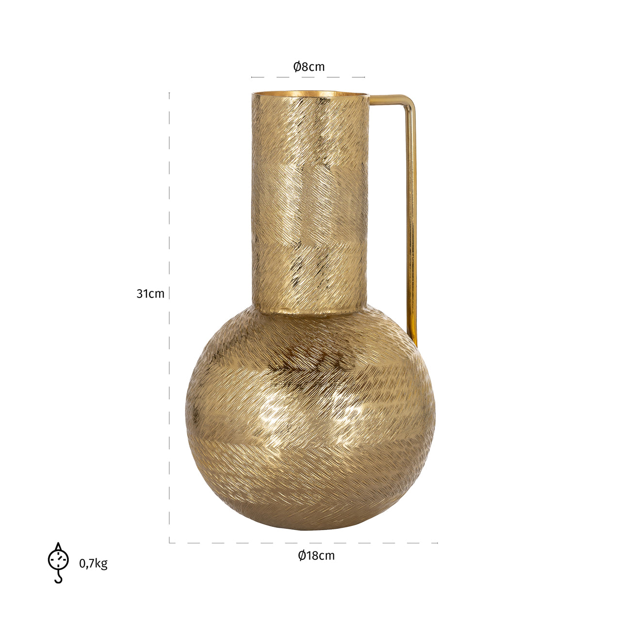 Richmond Interiors Leia Gold Jug Vase Small