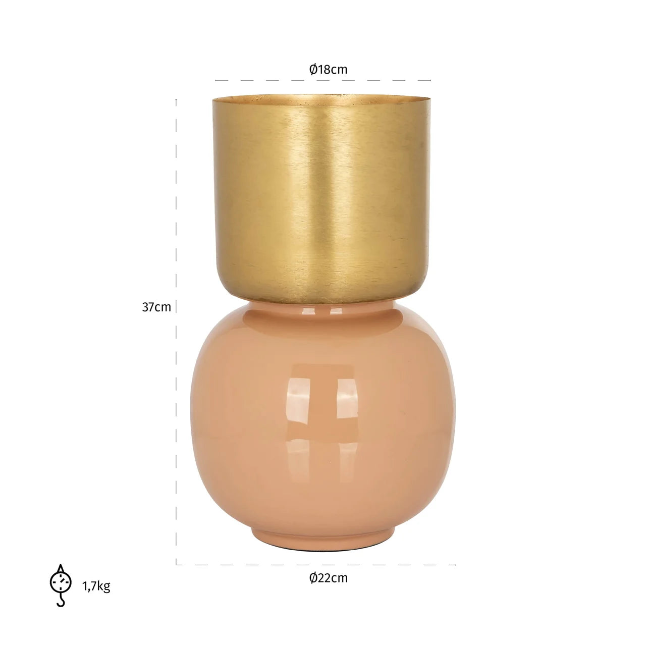 Richmond Interiors Calla Pastel Pink & Gold Vase