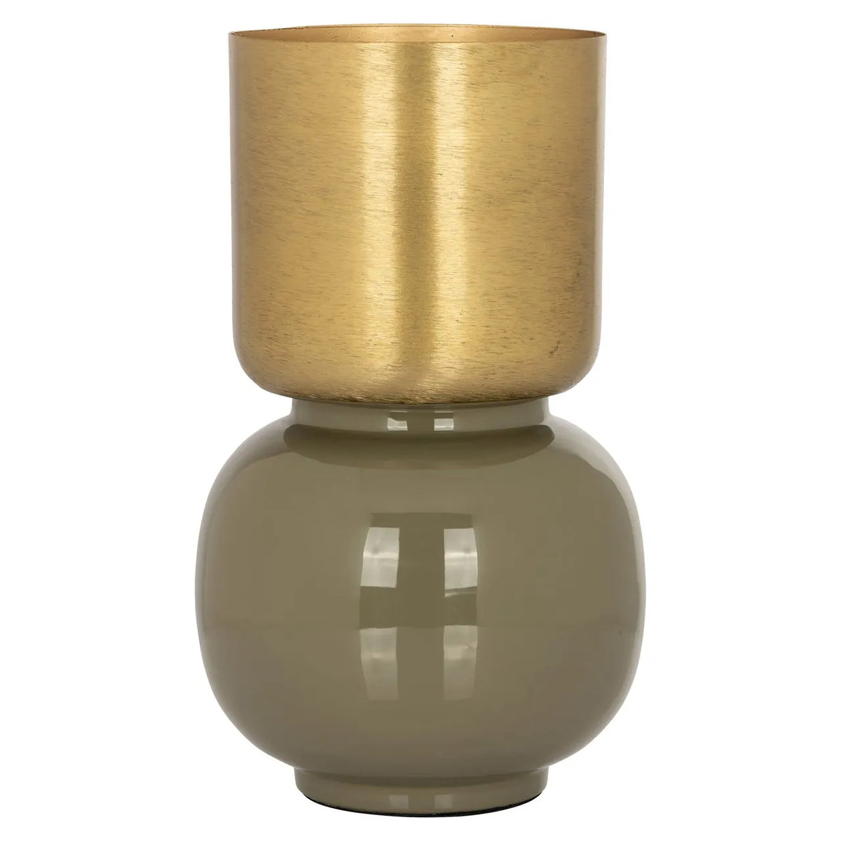 Richmond Interiors Clover Pastel Khaki Green & Gold Vase