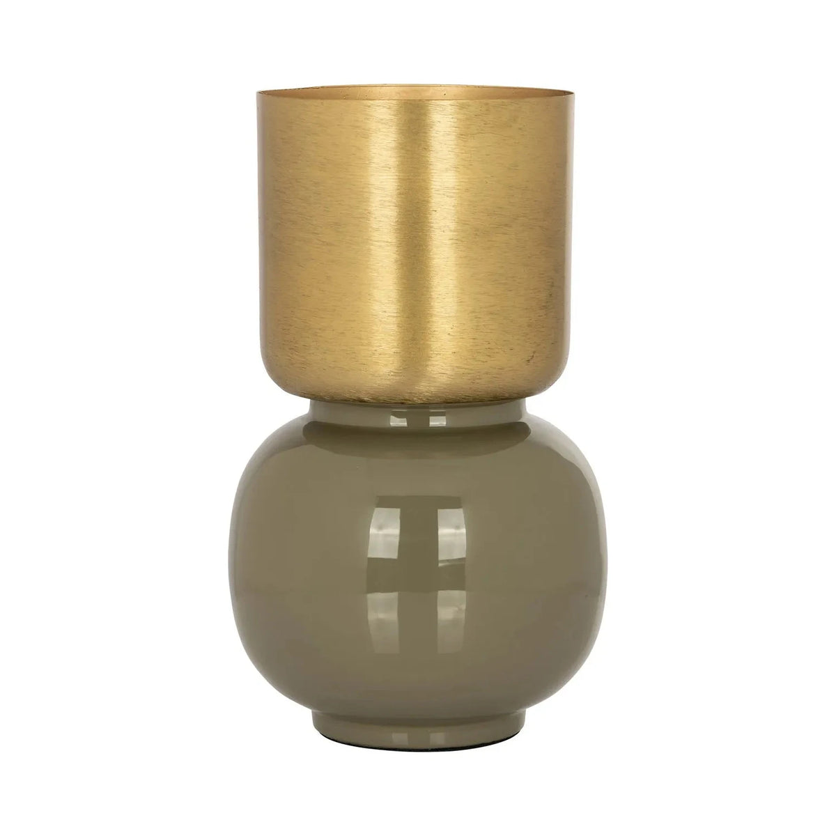 Richmond Interiors Clover Pastel Khaki Green & Gold Vase
