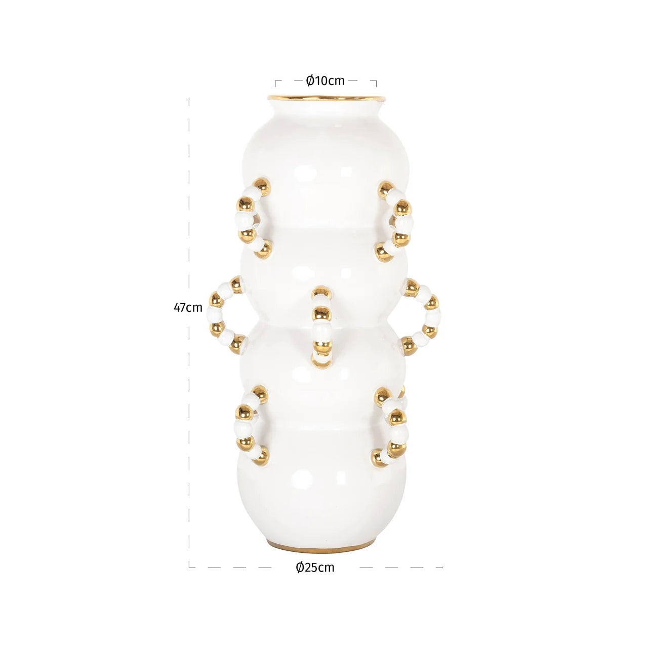 Richmond Interiors Pippy White & Gold Vase | Large