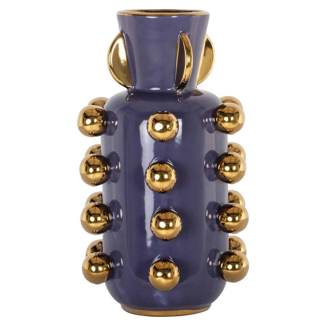 Richmond Interiors Zalia Purple Gloss & Gold Vase | Small