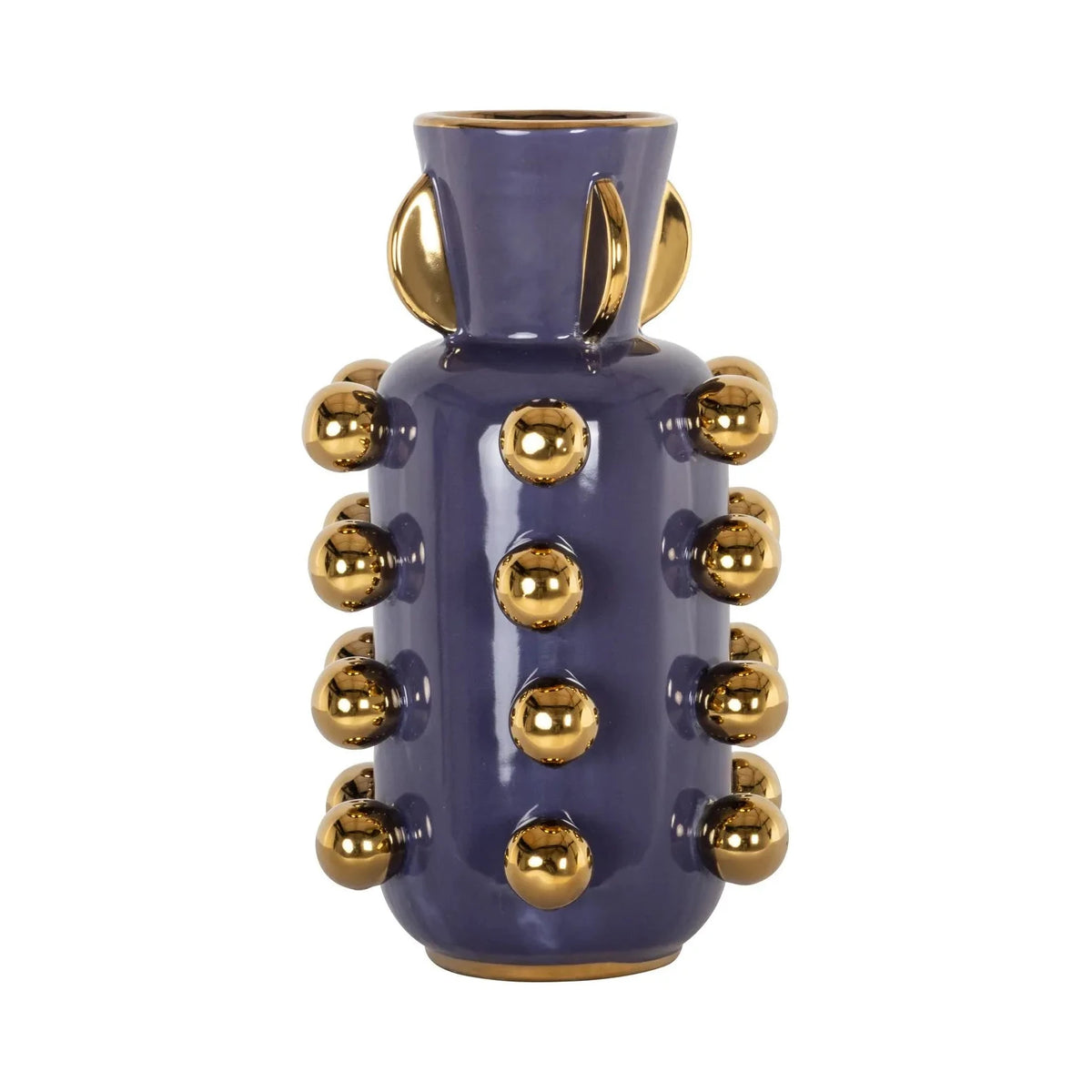 Richmond Interiors Zalia Purple Gloss & Gold Vase | Small