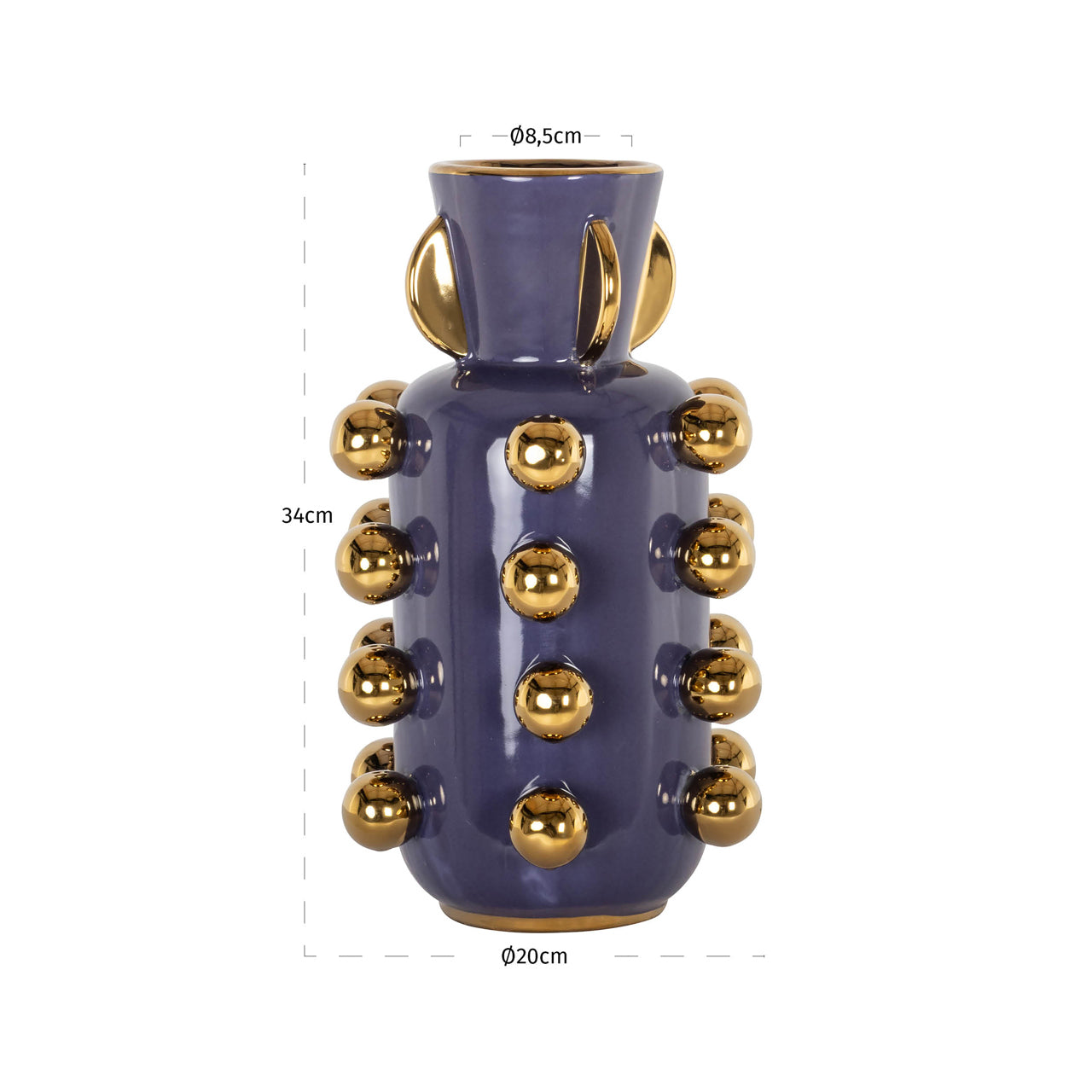 Richmond Interiors Zalia Purple Gloss & Gold Vase | Small
