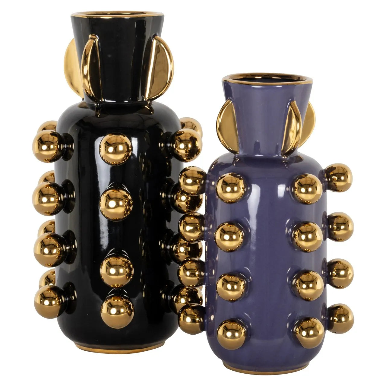 Richmond Interiors Zalia Purple Gloss & Gold Vase | Small