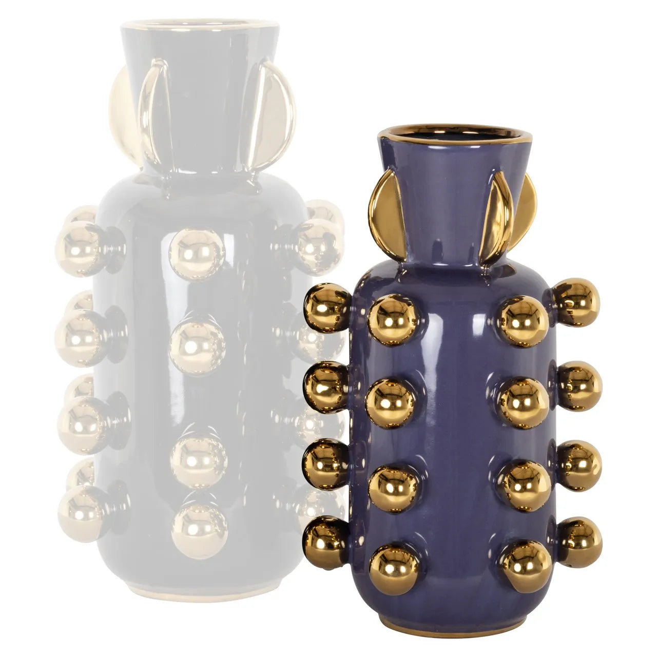 Richmond Interiors Zalia Purple Gloss & Gold Vase | Small