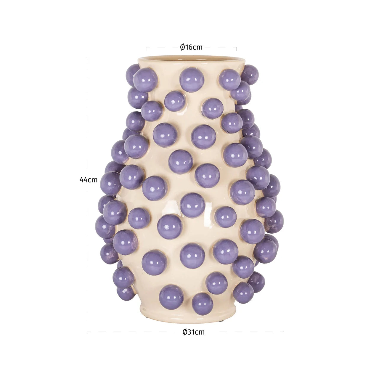 Richmond Interiors Dotty Cream & Purple Vase
