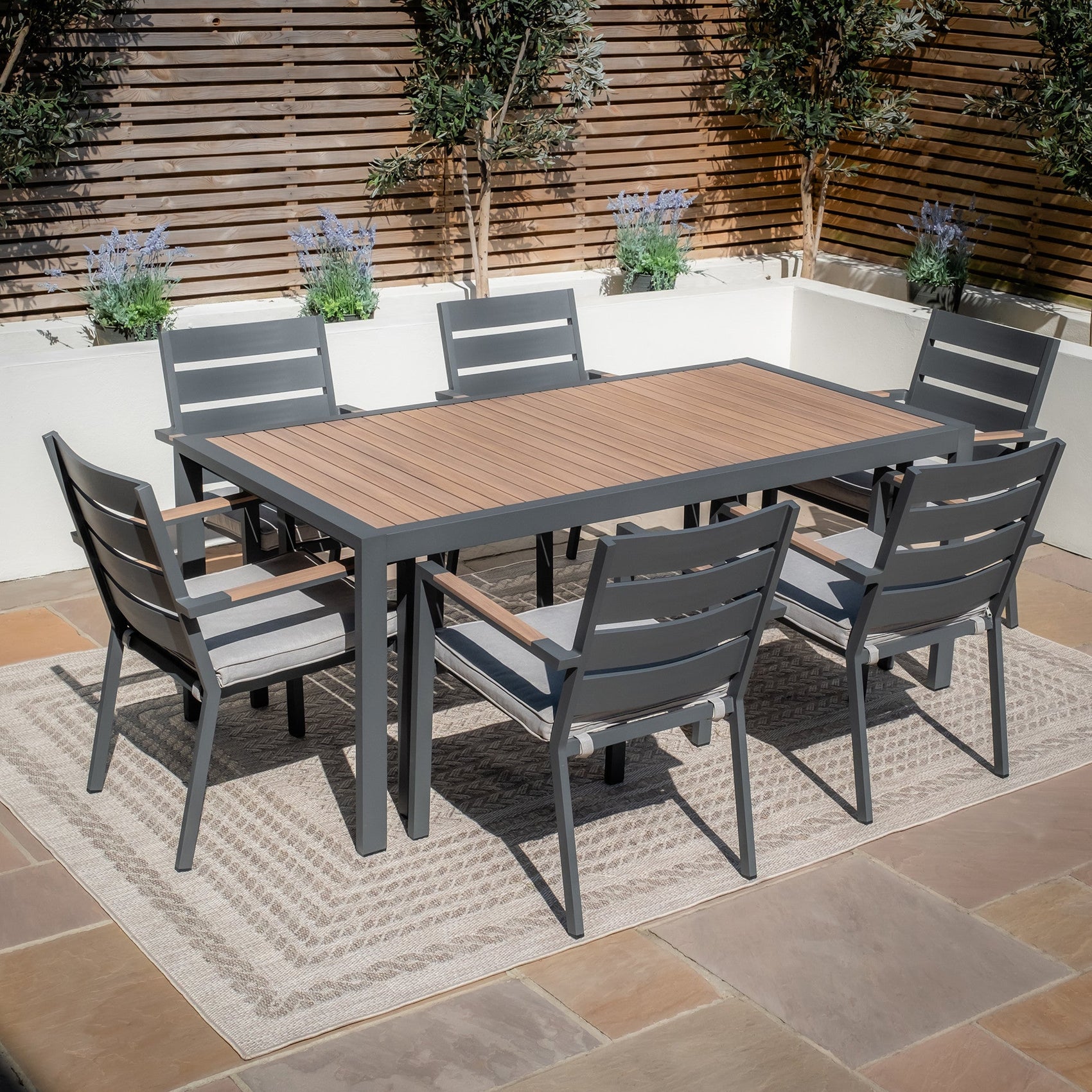 Vancouver Dove Grey Rectangular Dining Set | 6 Seater