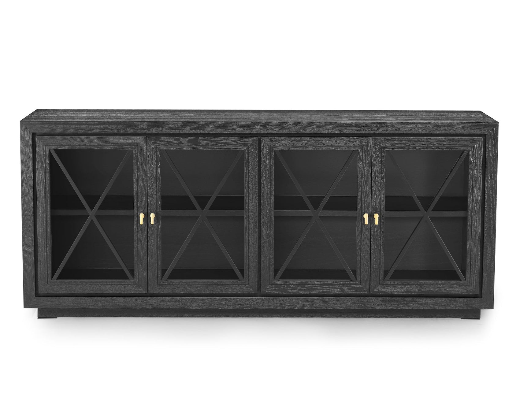 York Oak Wood & Glass Sideboard