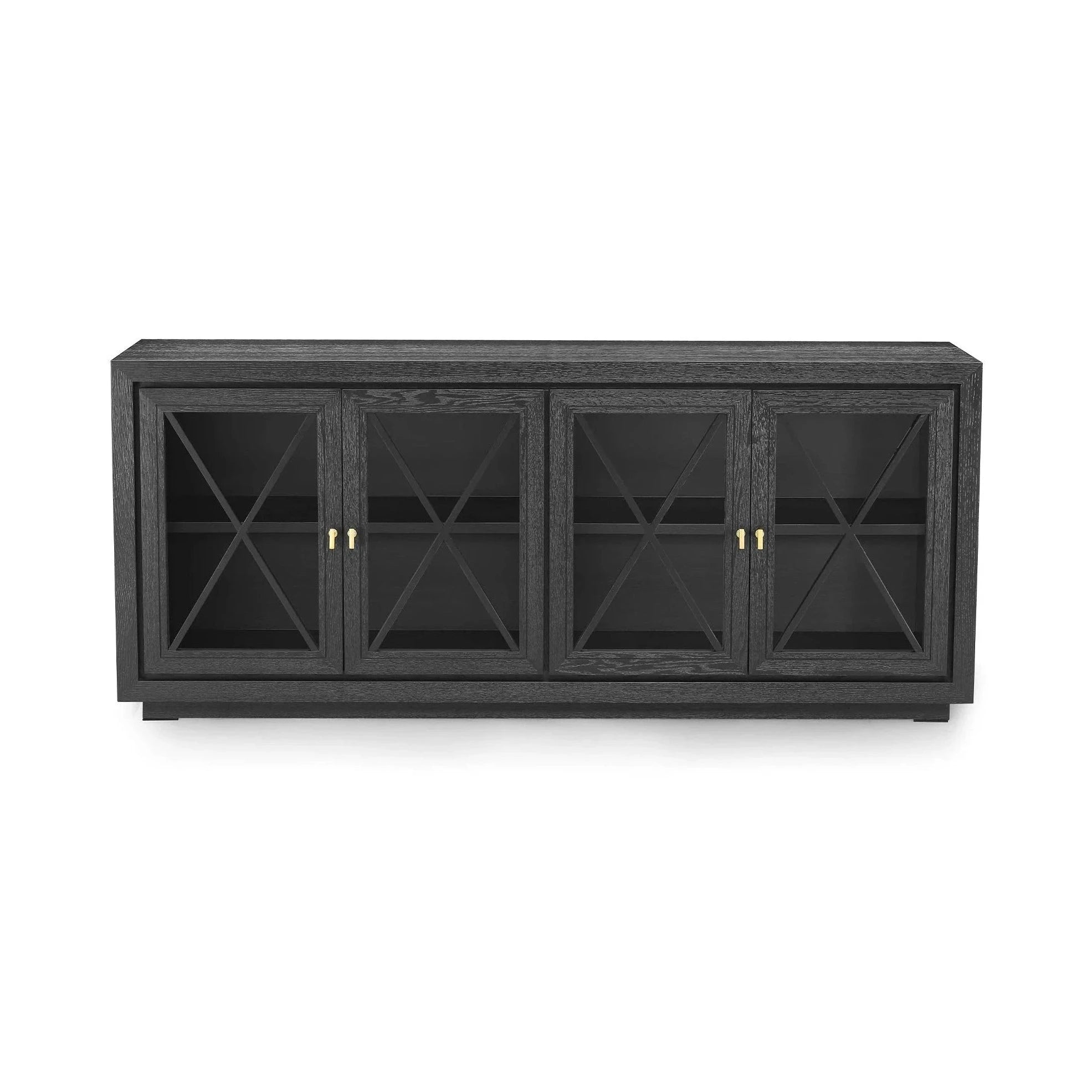 York Oak Wood & Glass Sideboard