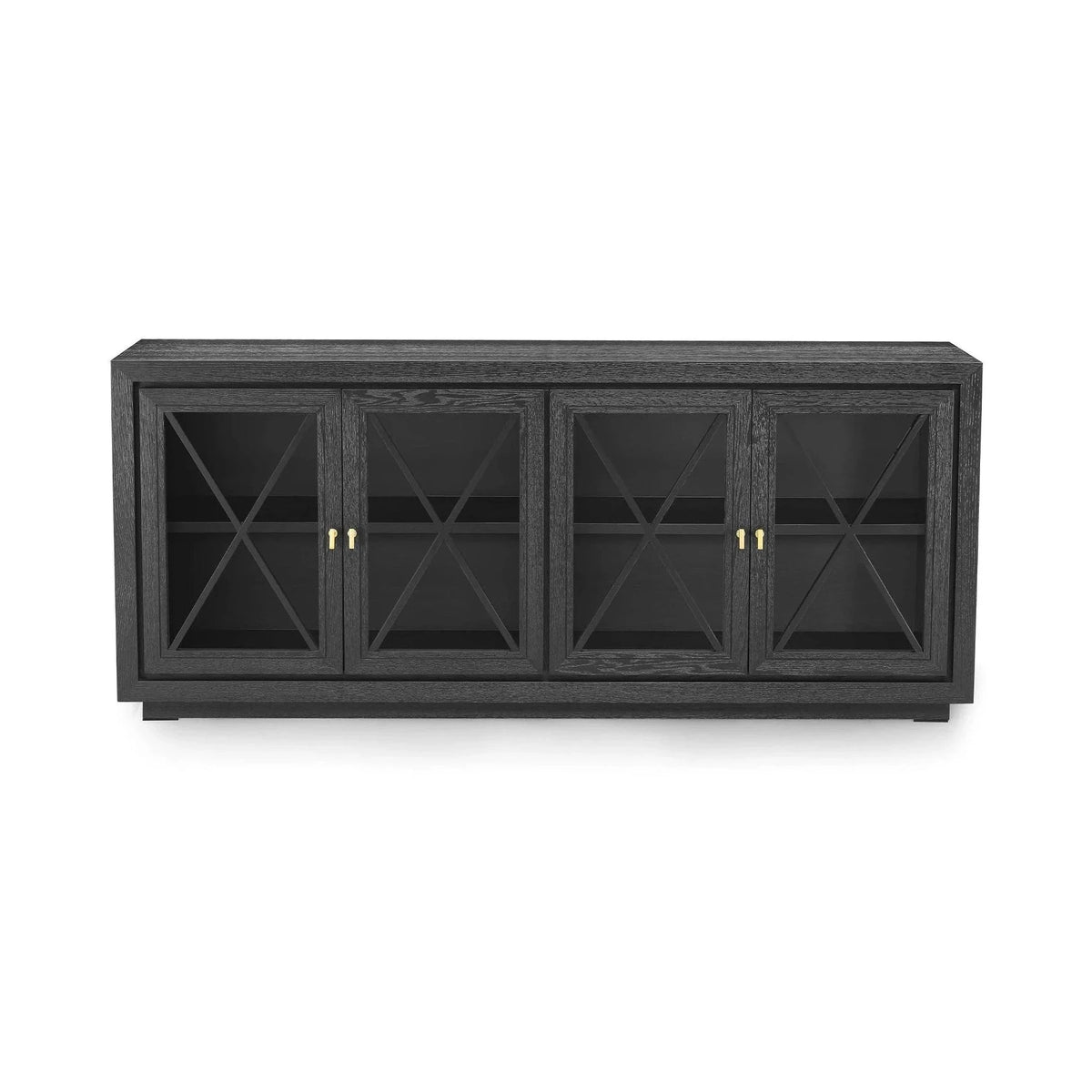 York Oak Wood & Glass Sideboard