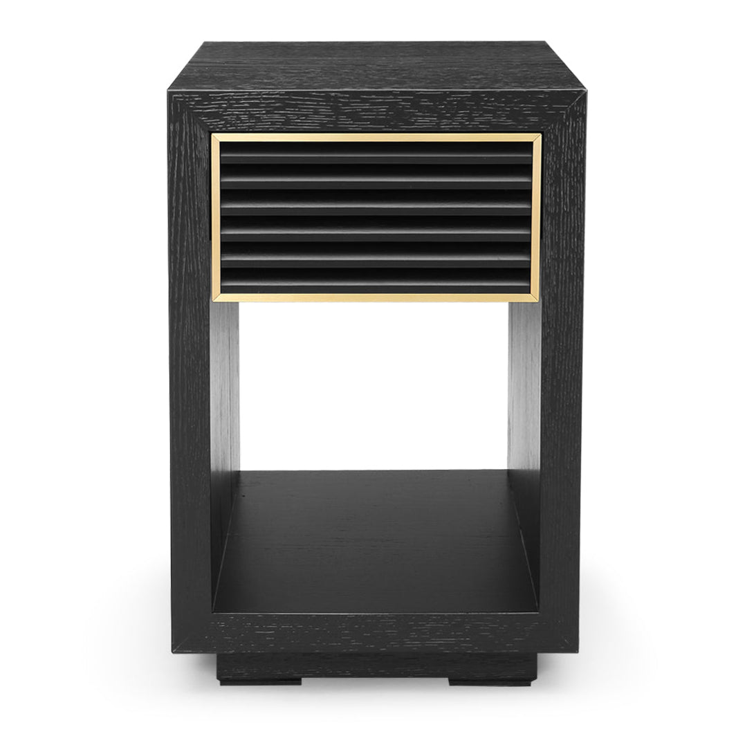 Amara Black Oak Wood Bedside Table