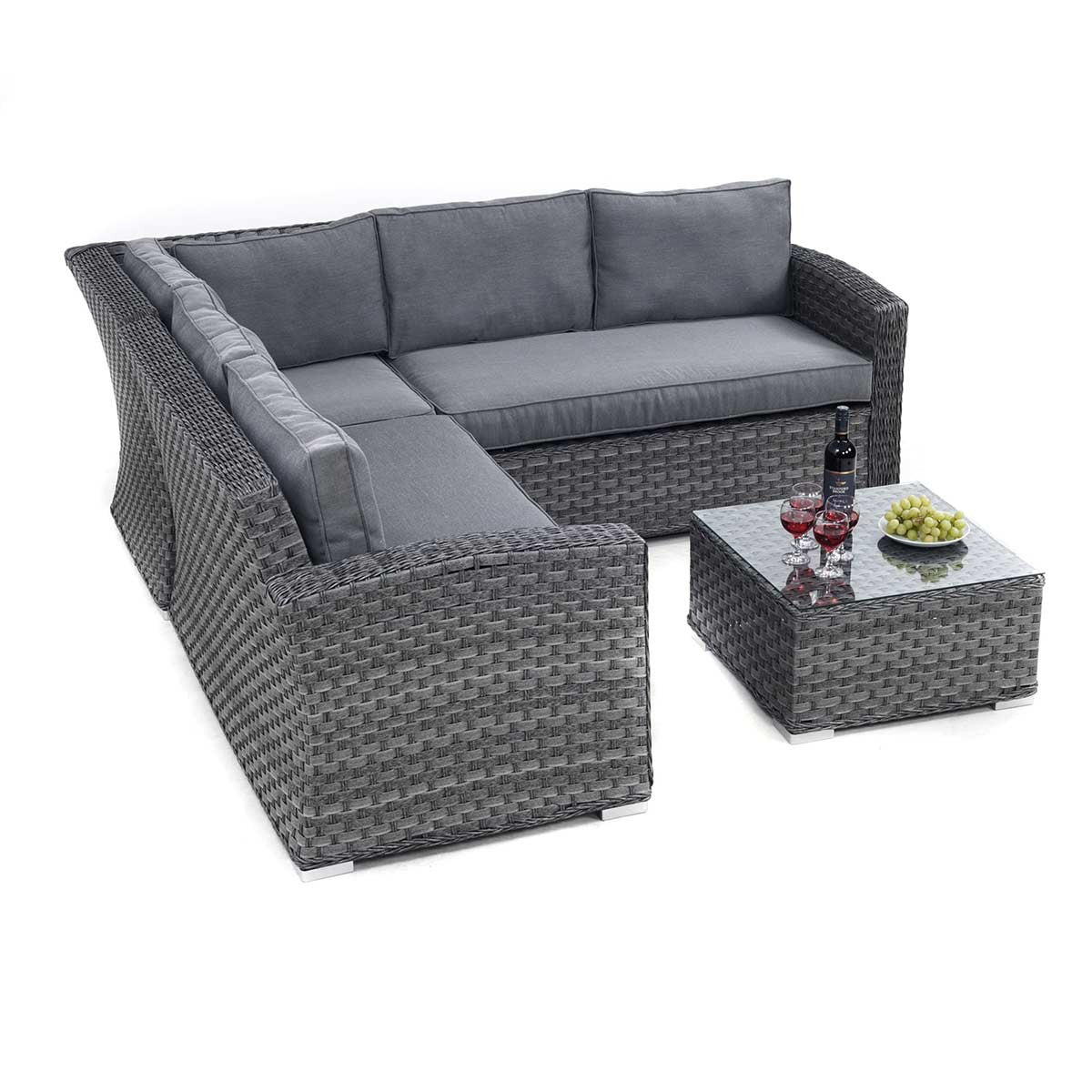 Maze Victoria Grey Rattan Outdoor Corner Sofa Set | 5 Seater