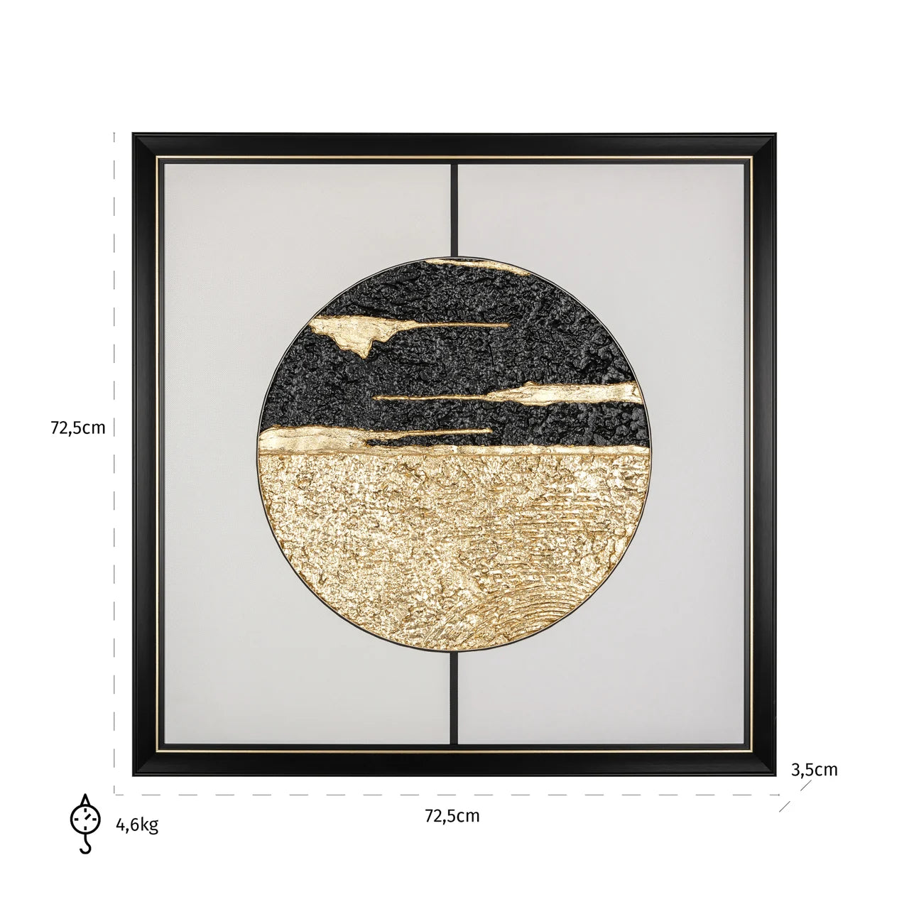 Richmond Interiors Black & Gold Moon Wall Art With Black Square Frame