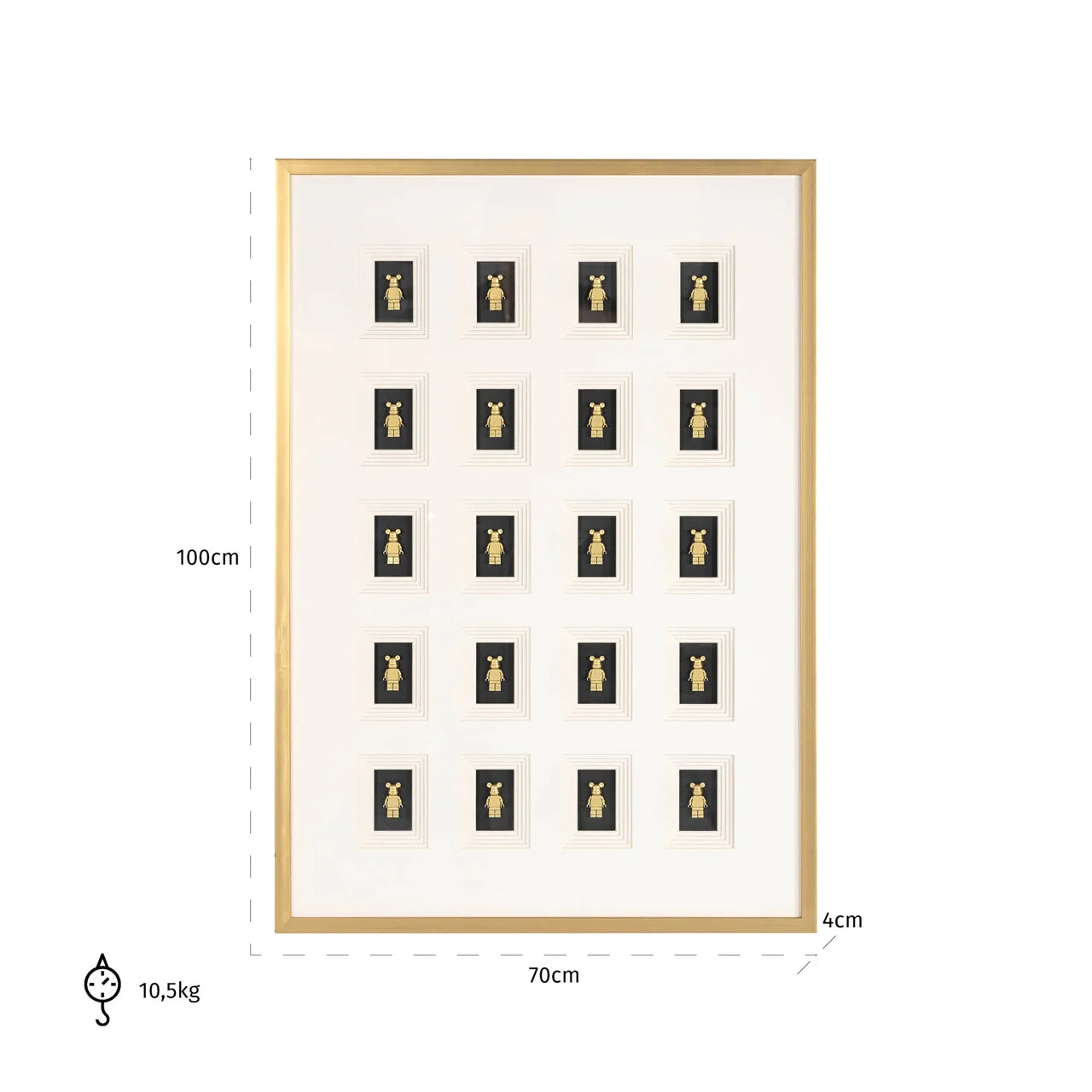 Richmond Interiors Bear Block 3D Wall Art With Gold Frame