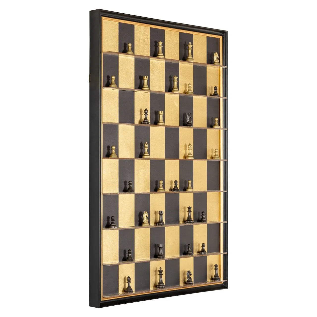 Richmond Interiors Nala Black & Gold Chess Board Wall Art With Black Frame