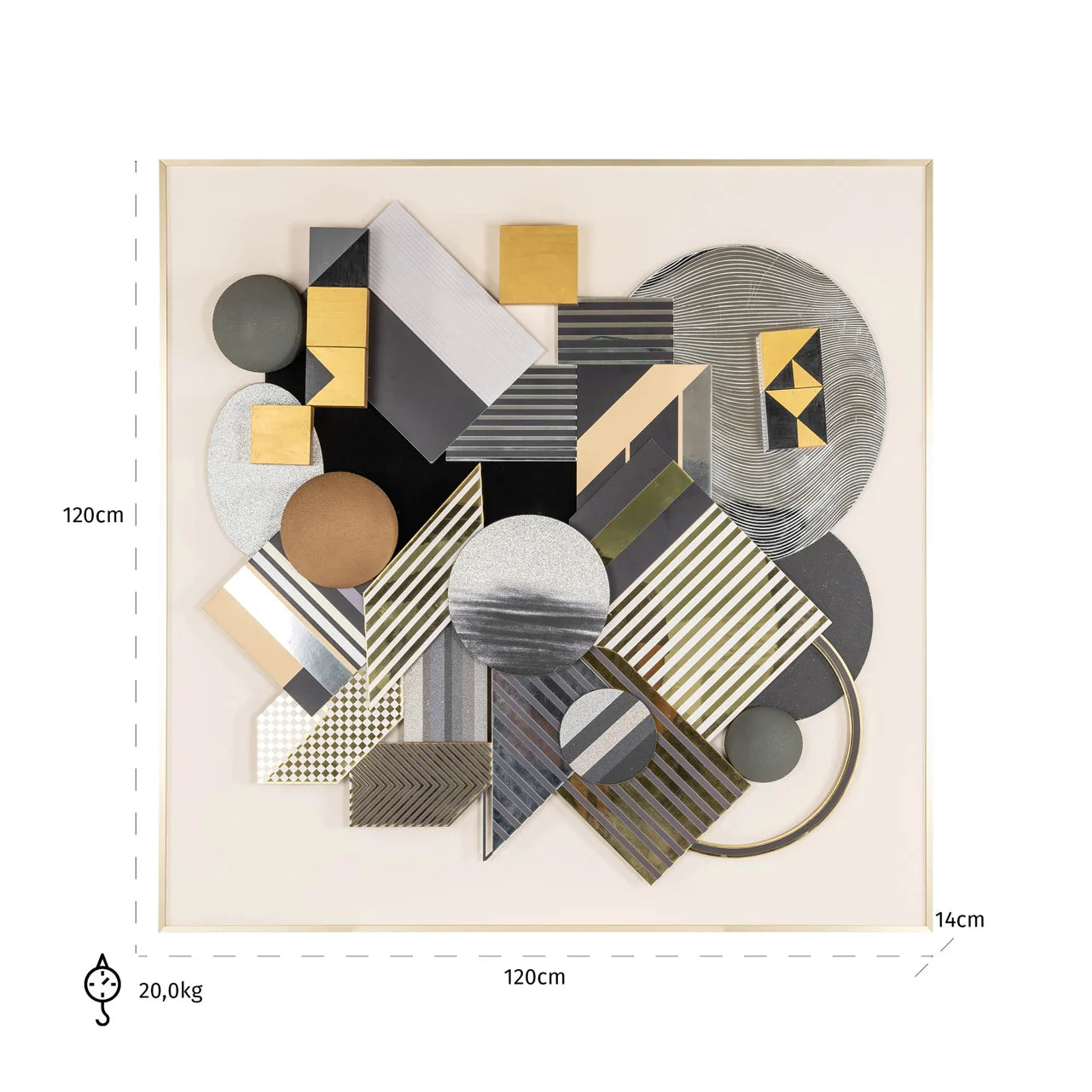 Richmond Interiors 3D Block Black & Gold Wall Art