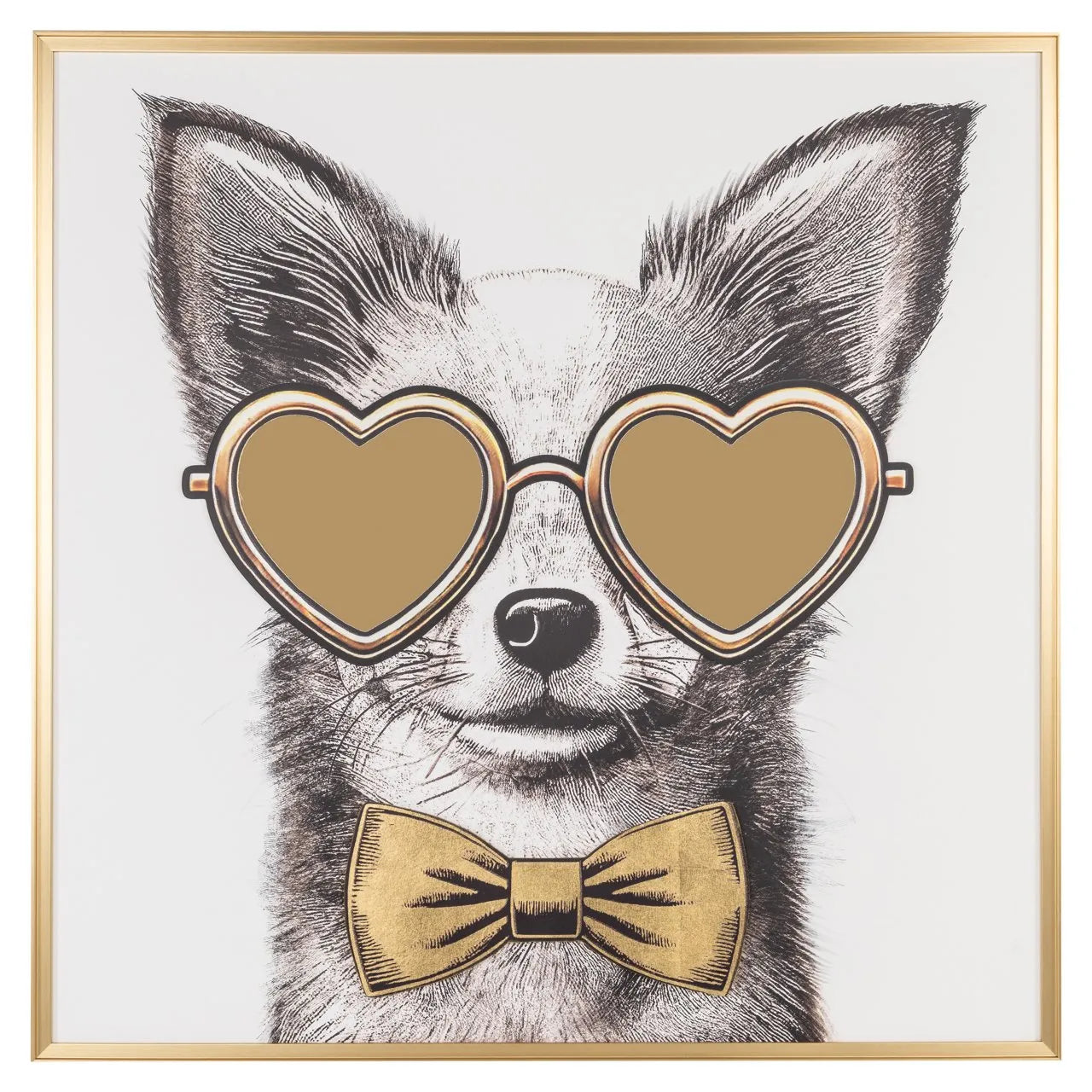 Richmond Interiors Bodhy Gold Chihuahua Dog Square Wall Art