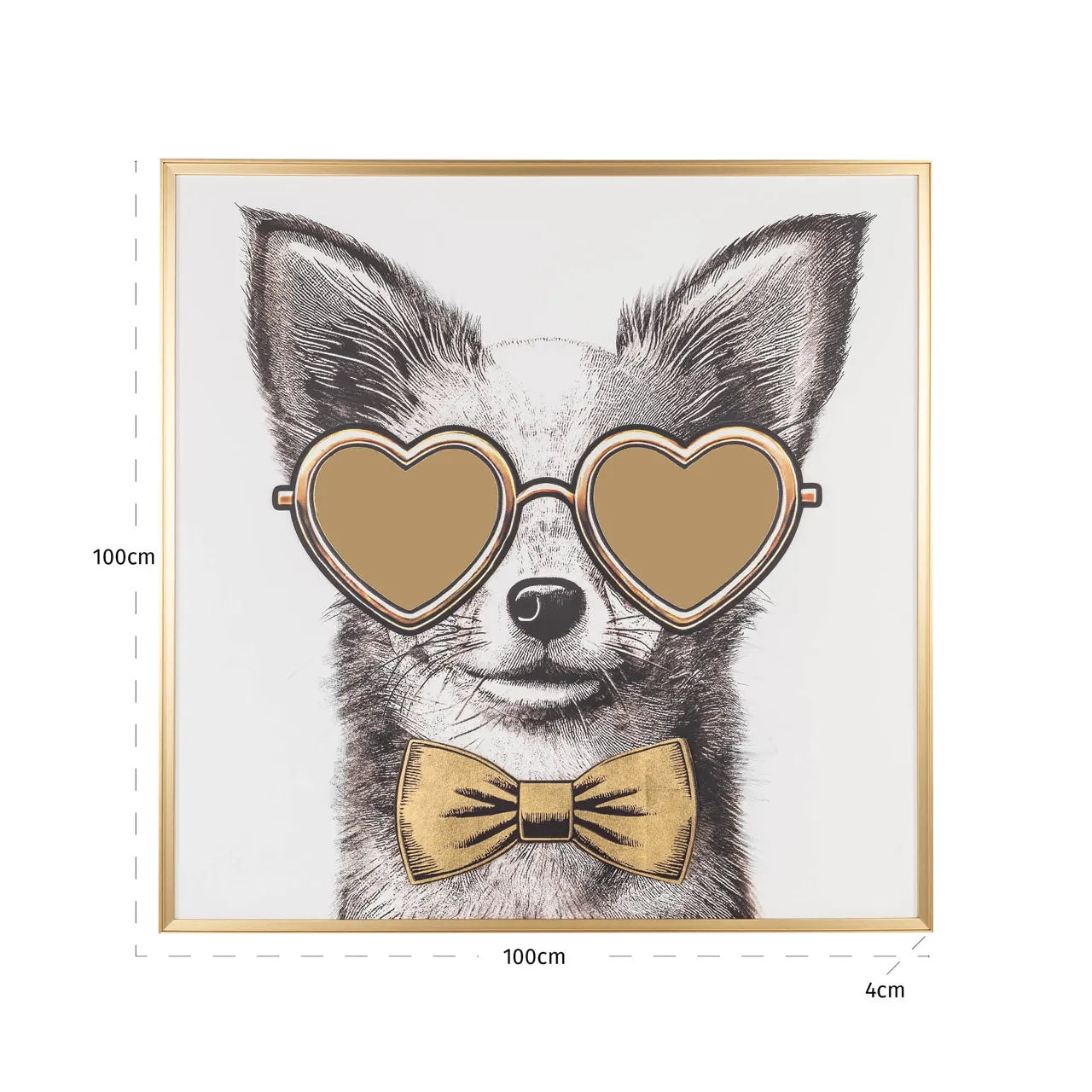 Richmond Interiors Bodhy Gold Chihuahua Dog Square Wall Art