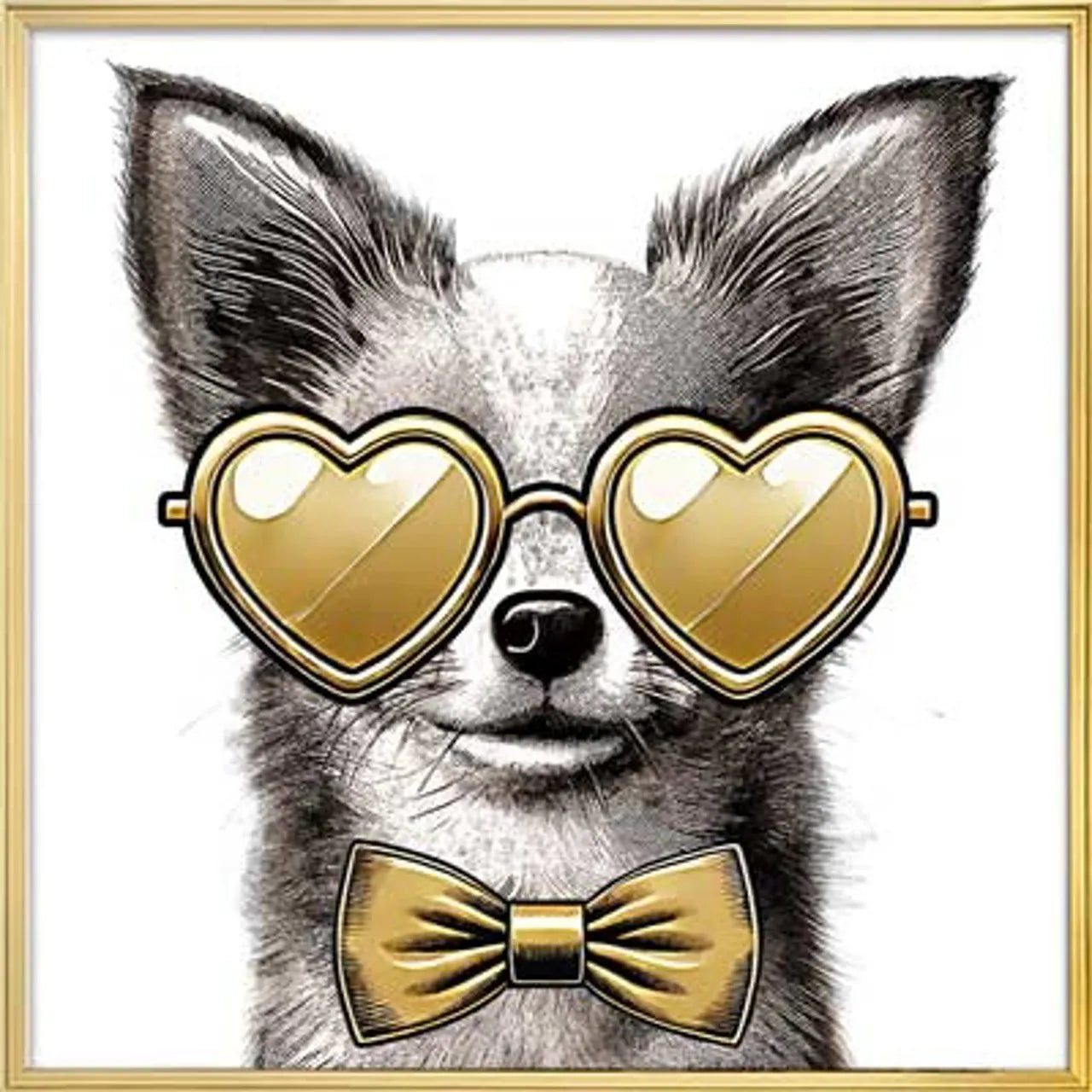 Richmond Interiors Bodhy Gold Chihuahua Dog Square Wall Art