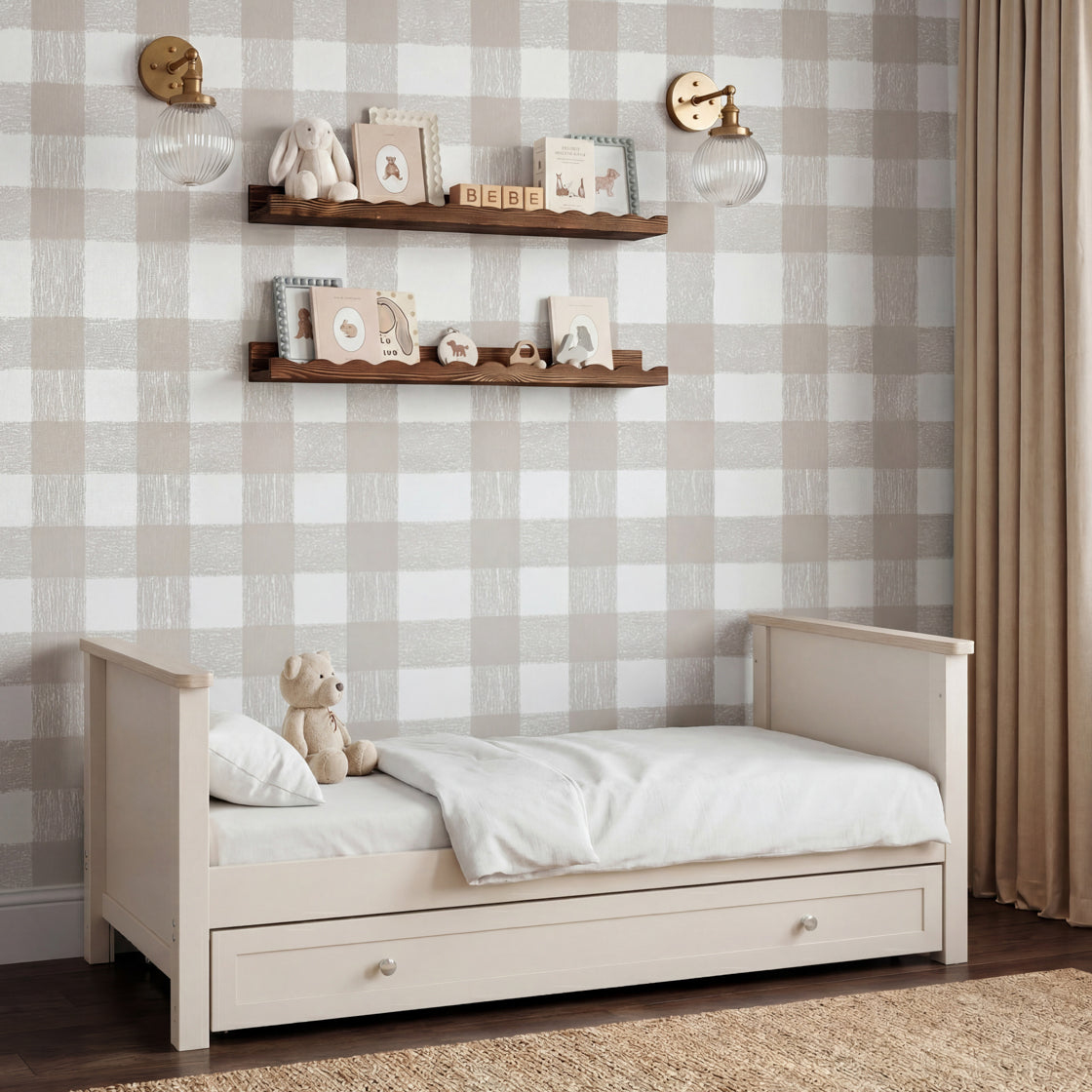 Wanderer Cot Bed Cashmere and Oak lifestyle
