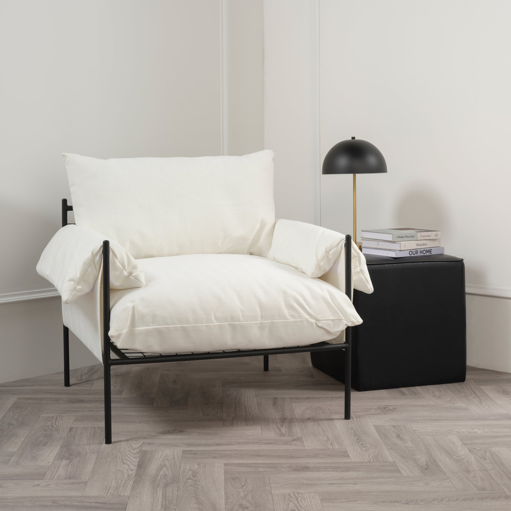 Wardour White Weave & Black Accent Armchair